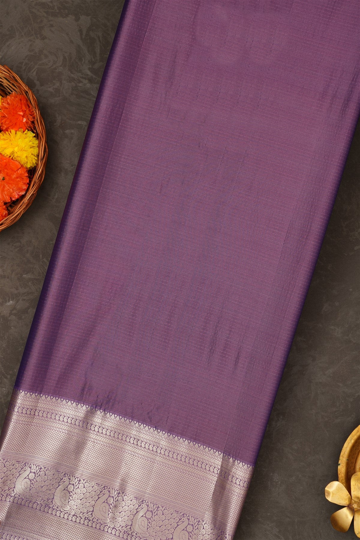 Semi Pattu Silk Blend Navy Blue Saree