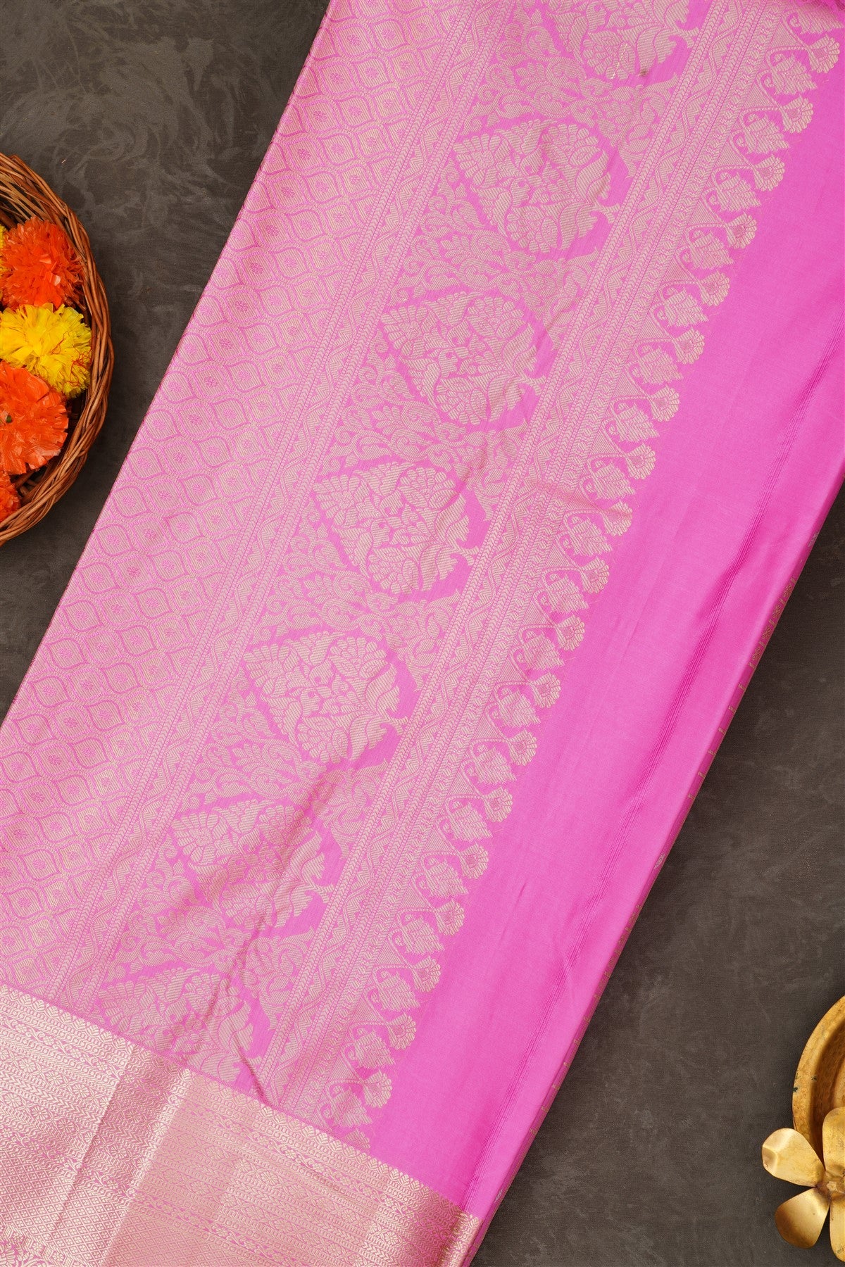 Semi Kanchipuram Silk Cream Saree