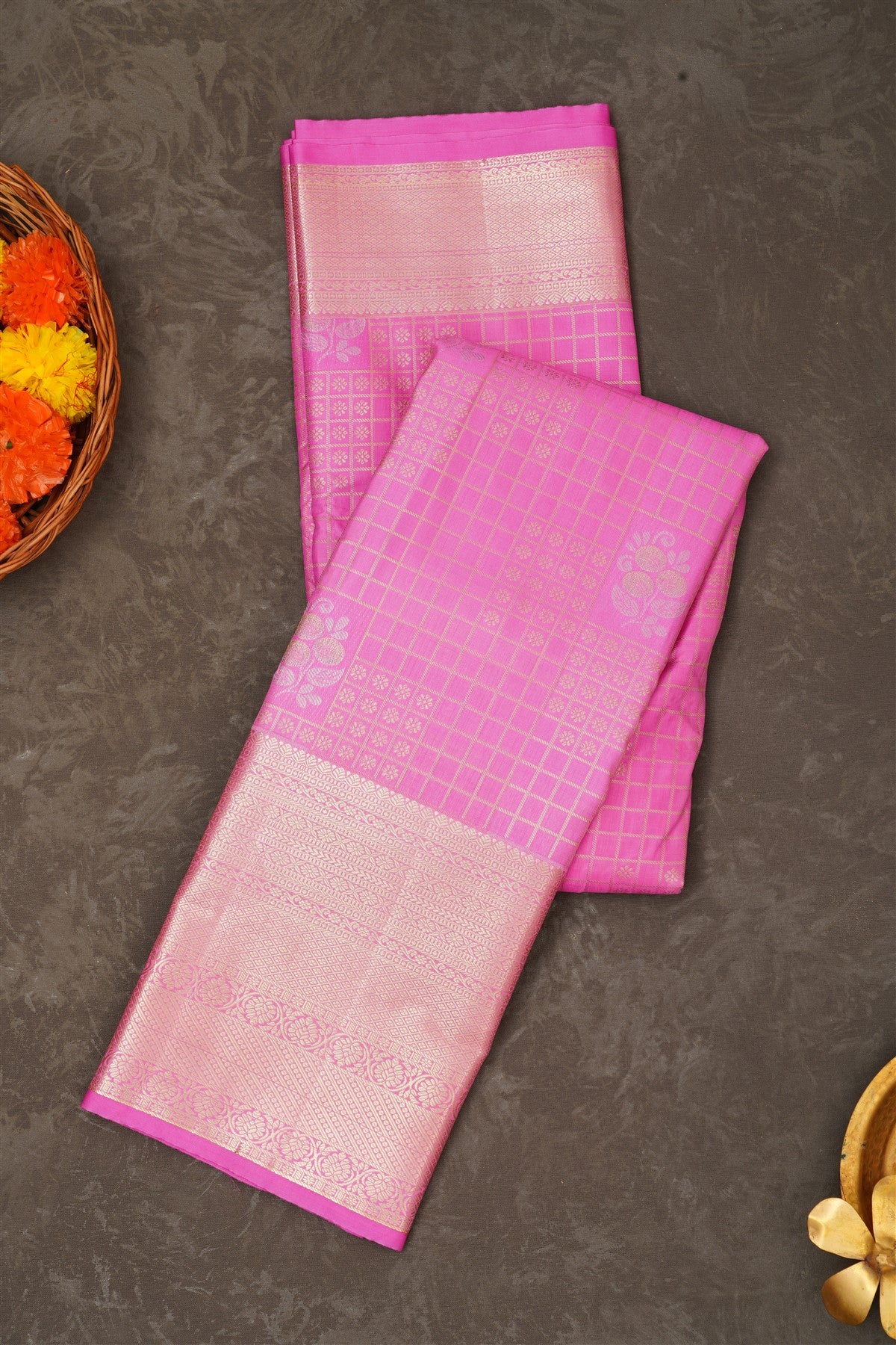 Semi Kanchipuram Silk Cream Saree