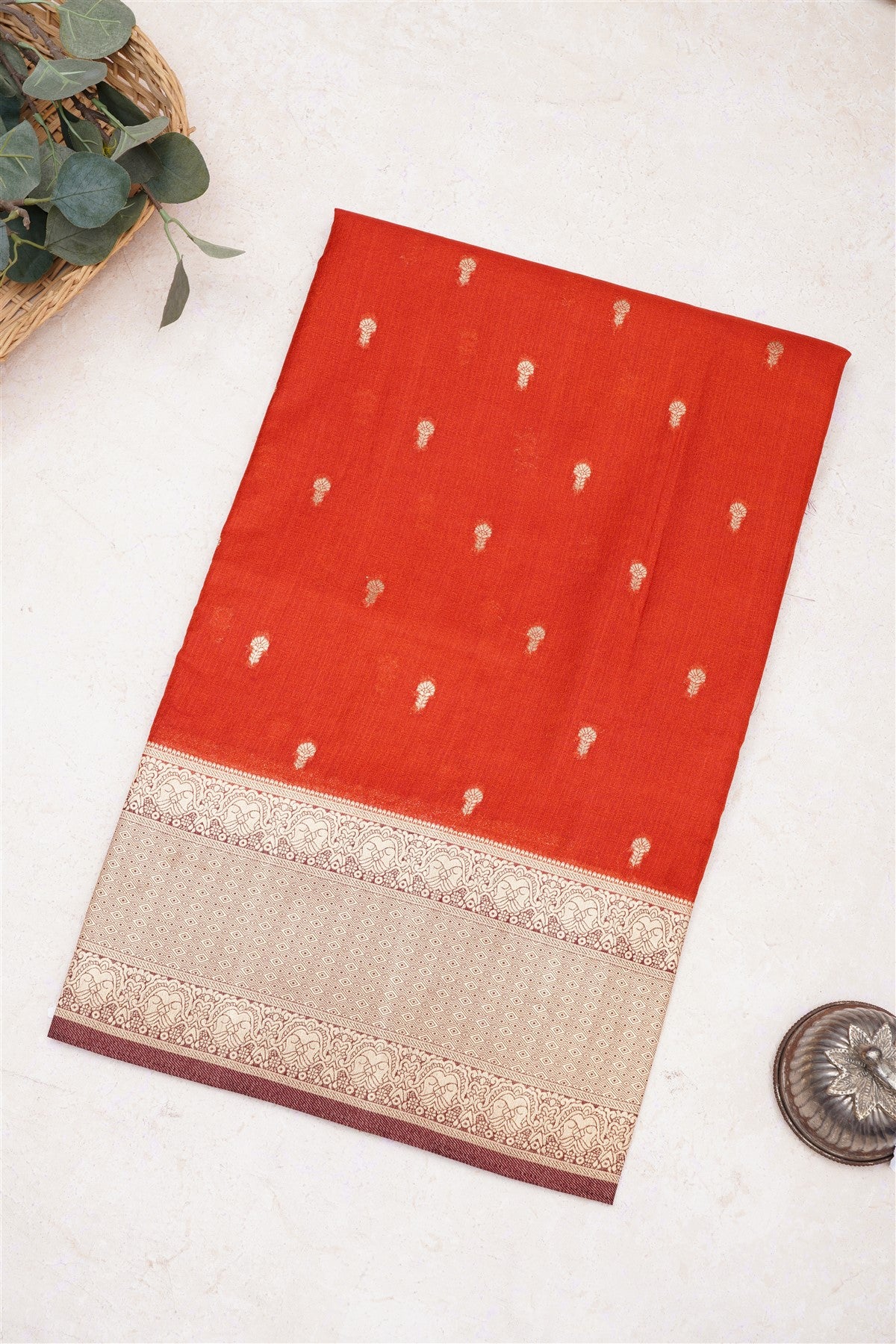 Banarasi Viscose Georgette Rust Saree