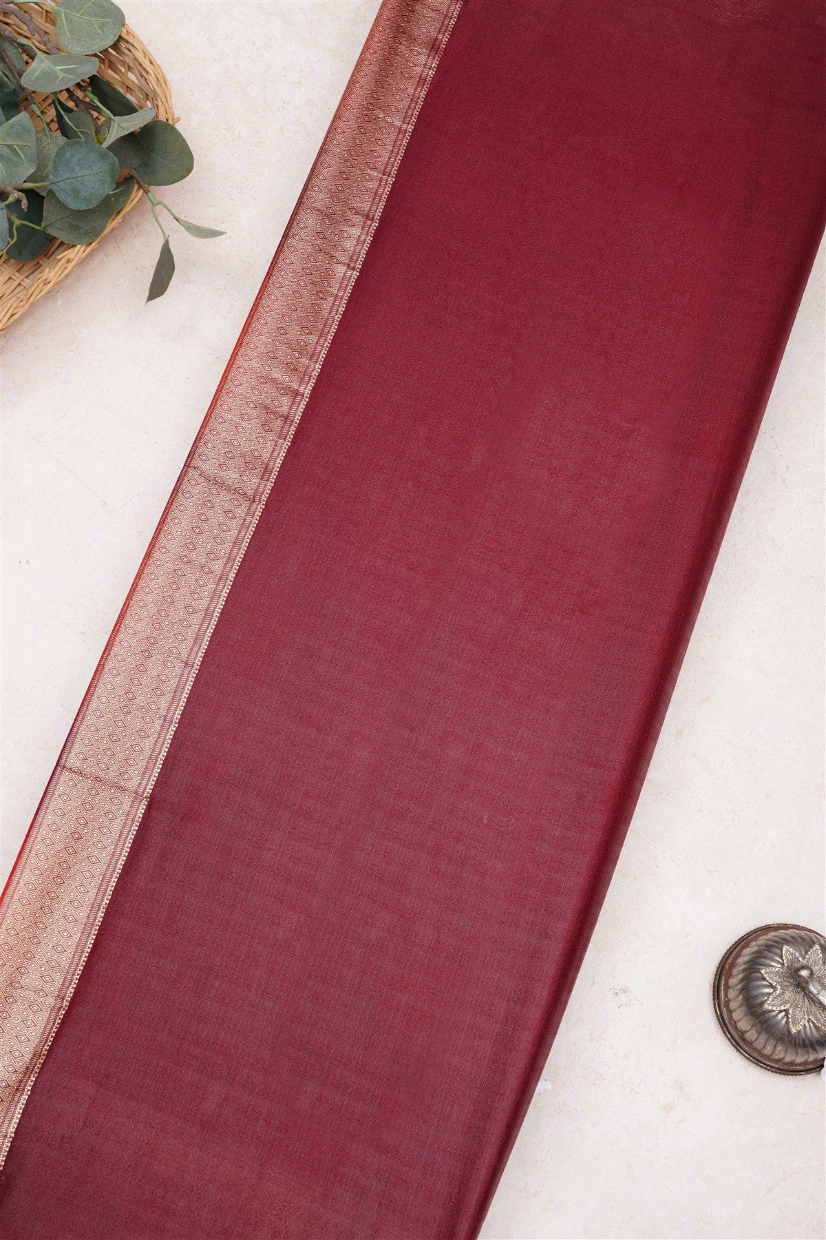 Banarasi Viscose Georgette Rust Saree
