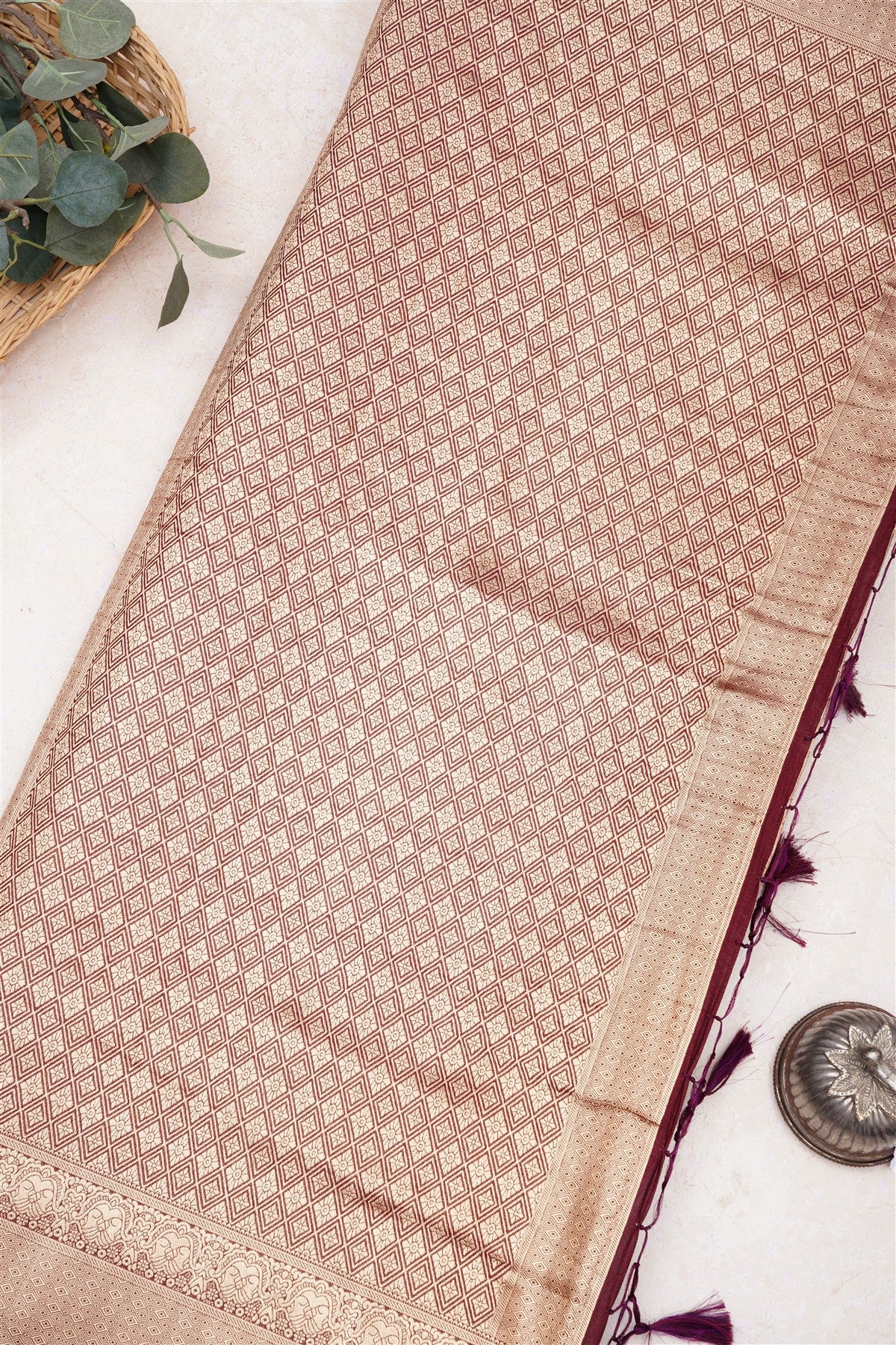 Banarasi Viscose Georgette Rust Saree