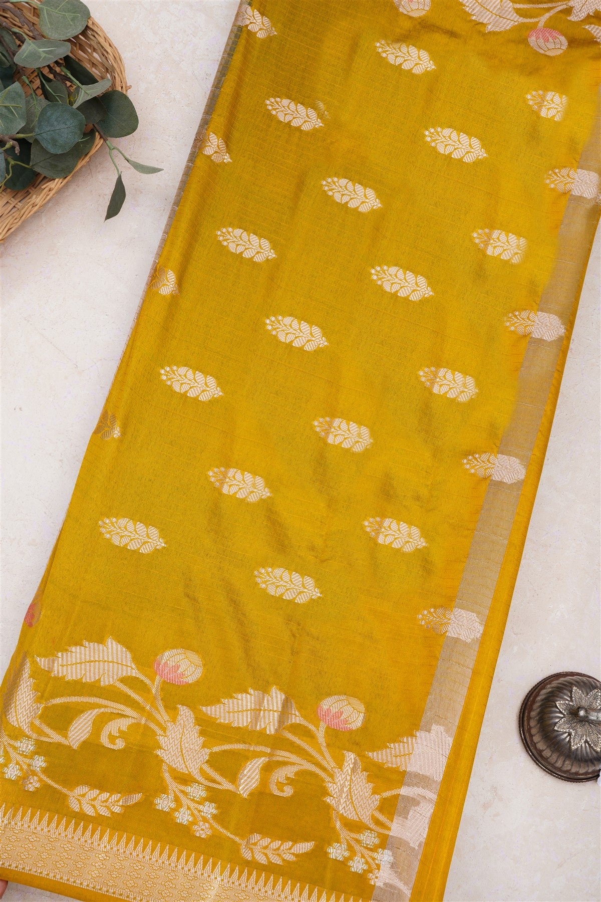 Banarasi Kathan Silk Dark Green Saree