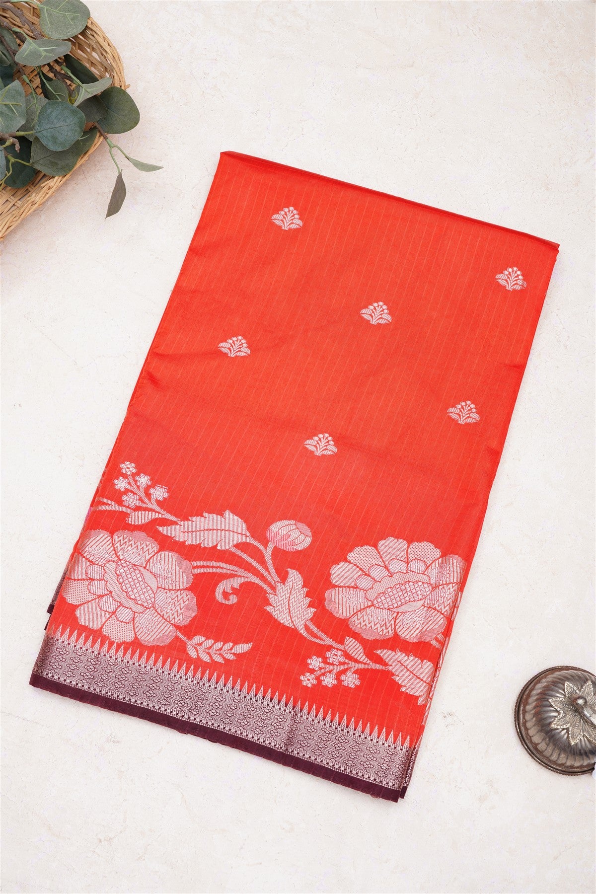 Banarasi Kathan Silk Orange Saree