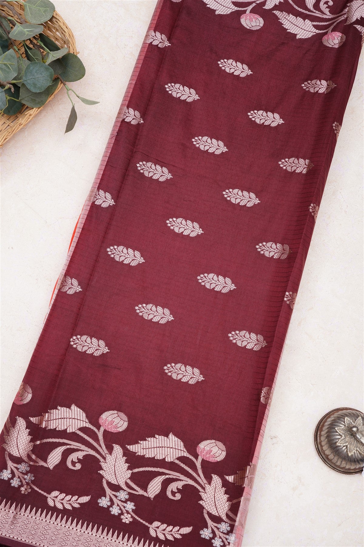 Banarasi Kathan Silk Orange Saree