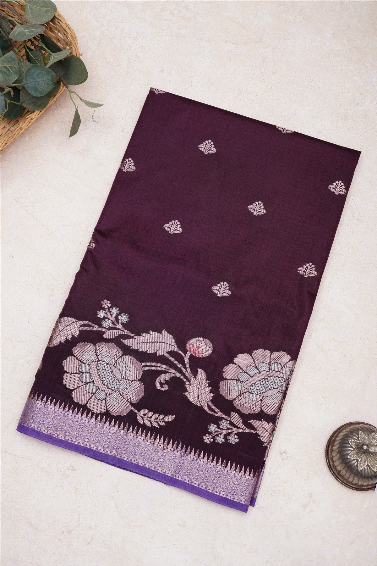Banarasi Kathan Silk Purple Saree