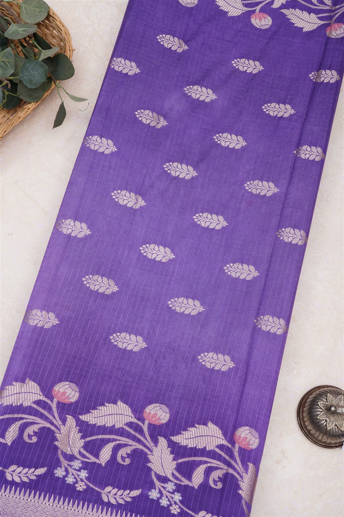 Banarasi Kathan Silk Purple Saree