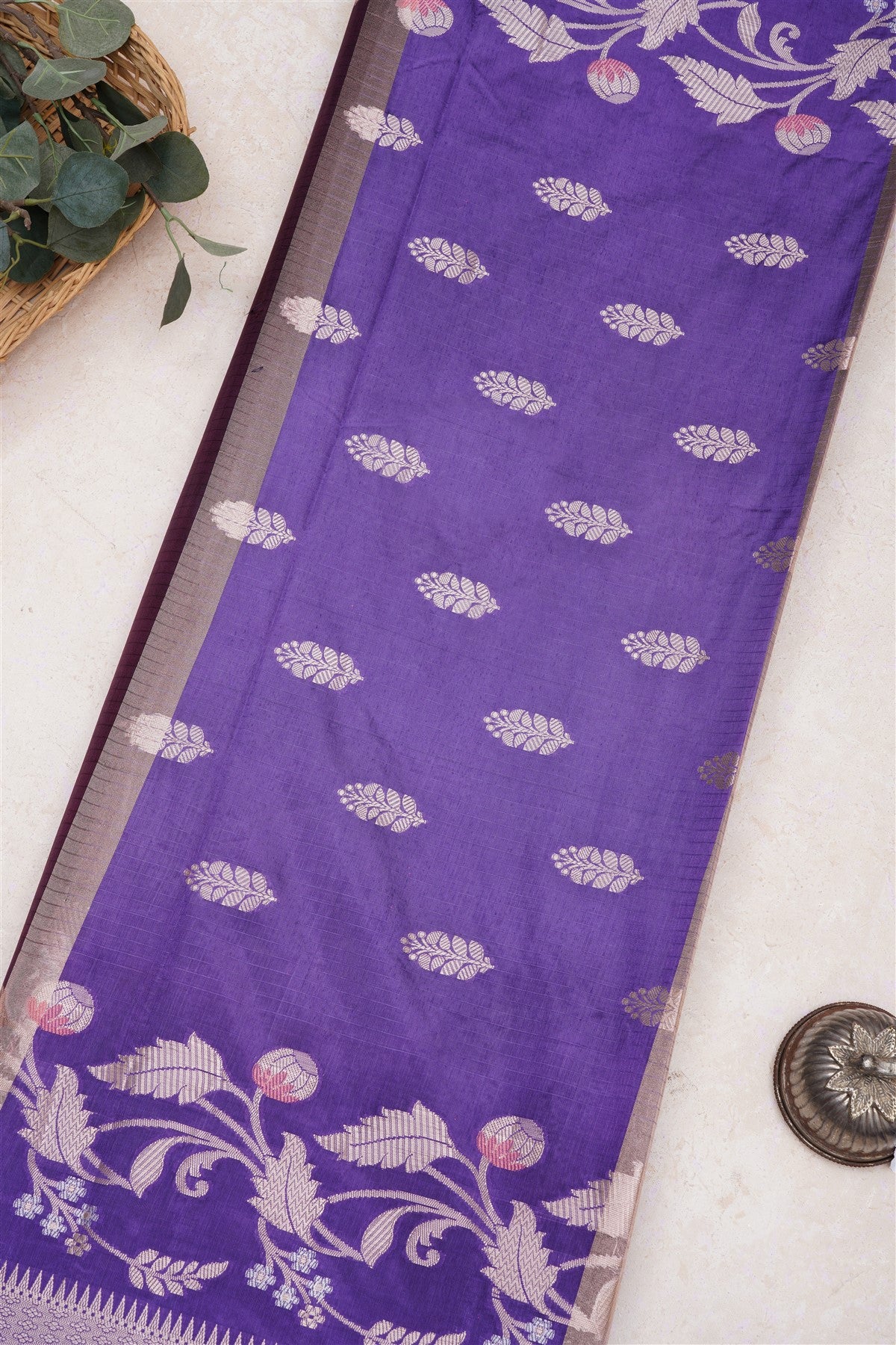 Banarasi Kathan Silk Purple Saree