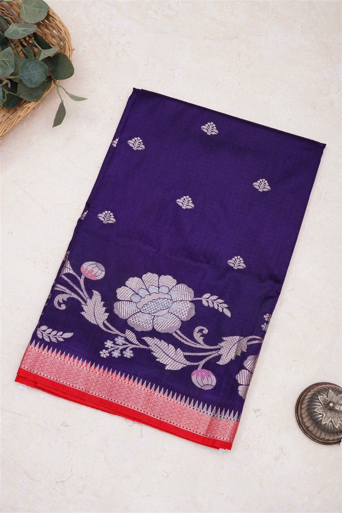 Banarasi Kathan Silk Violet Saree