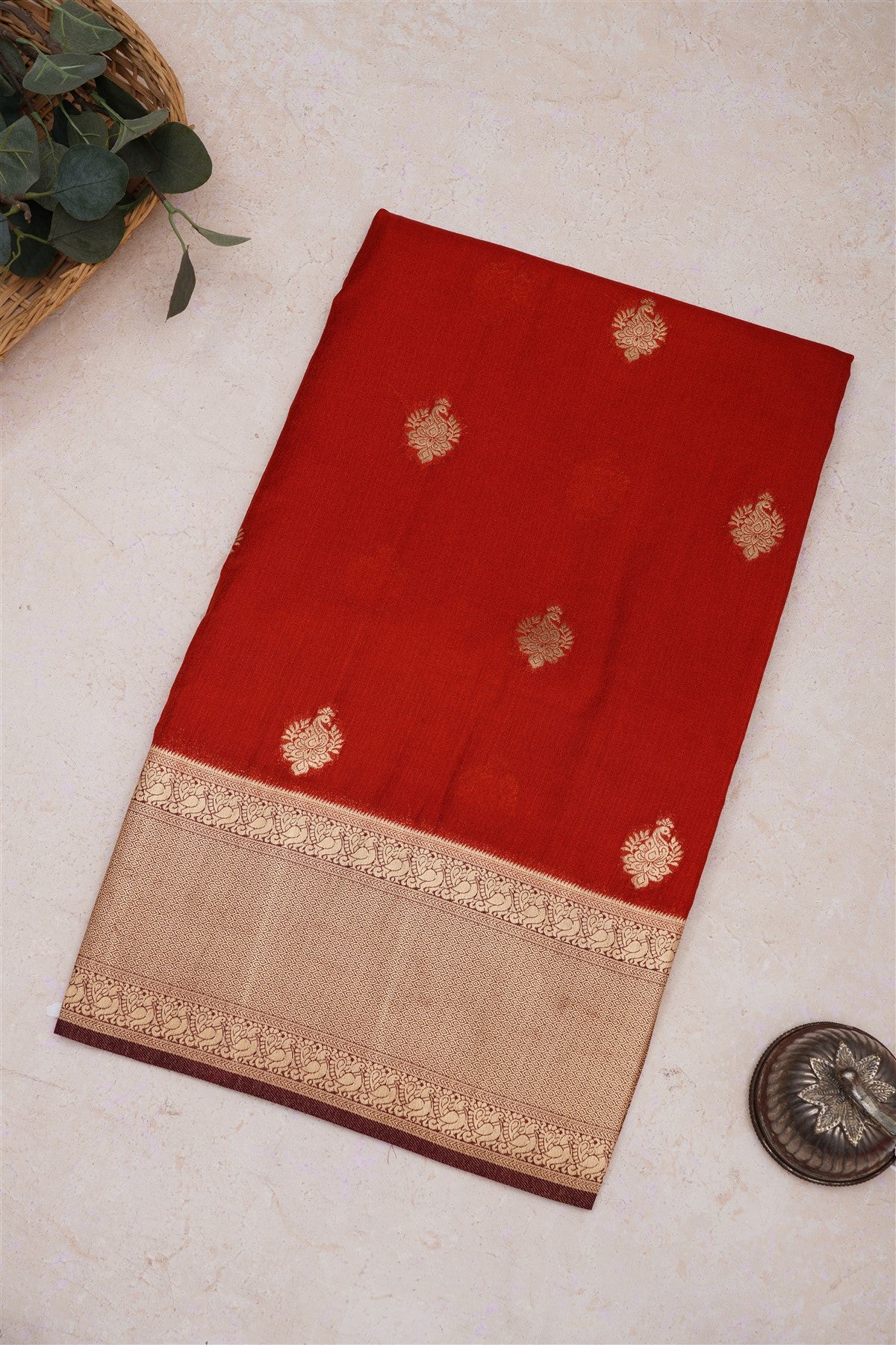 Banarasi Warm Silk Rust Saree