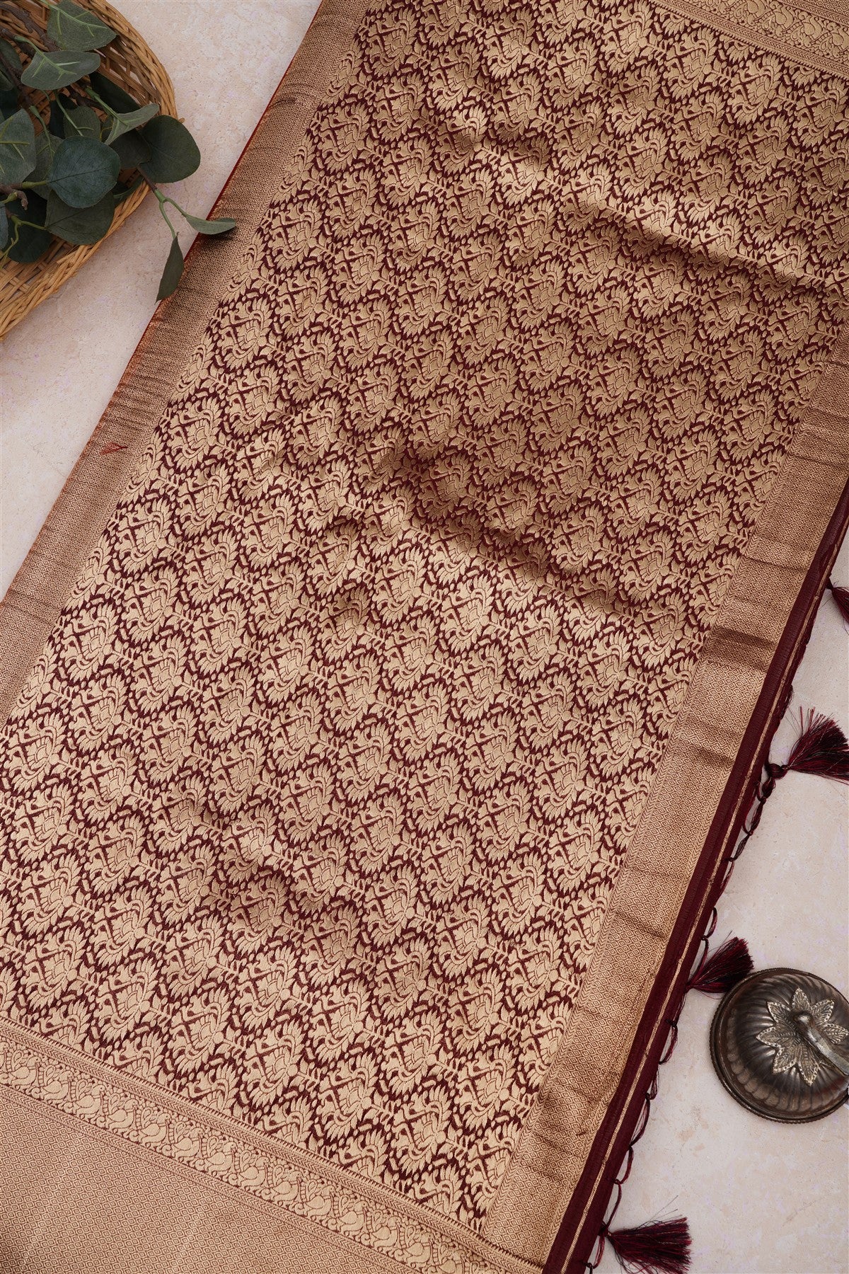 Banarasi Warm Silk Rust Saree