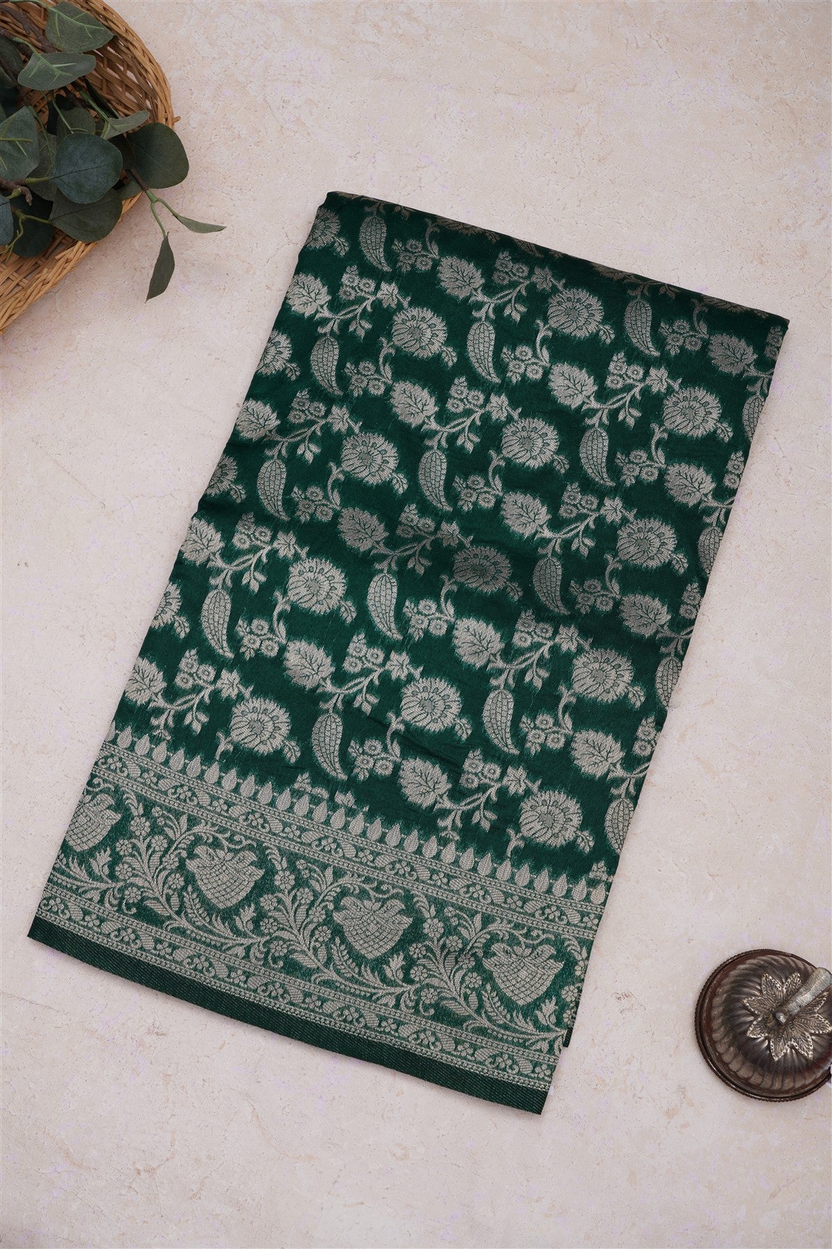 Banarasi Silk Dark Green Saree