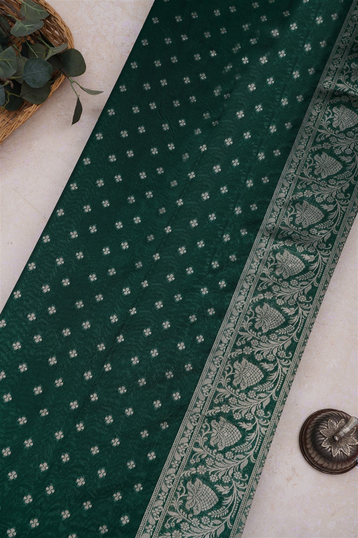 Banarasi Silk Dark Green Saree