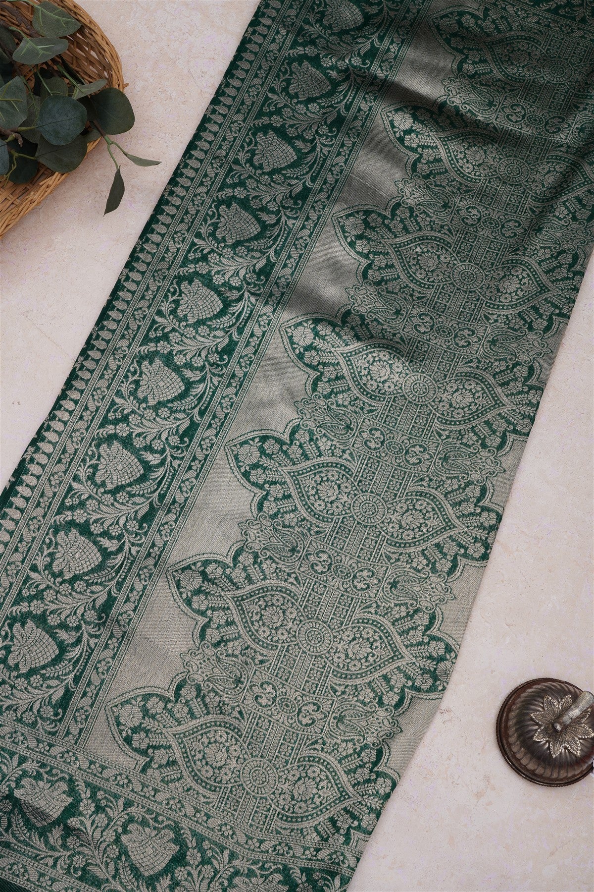 Banarasi Silk Dark Green Saree