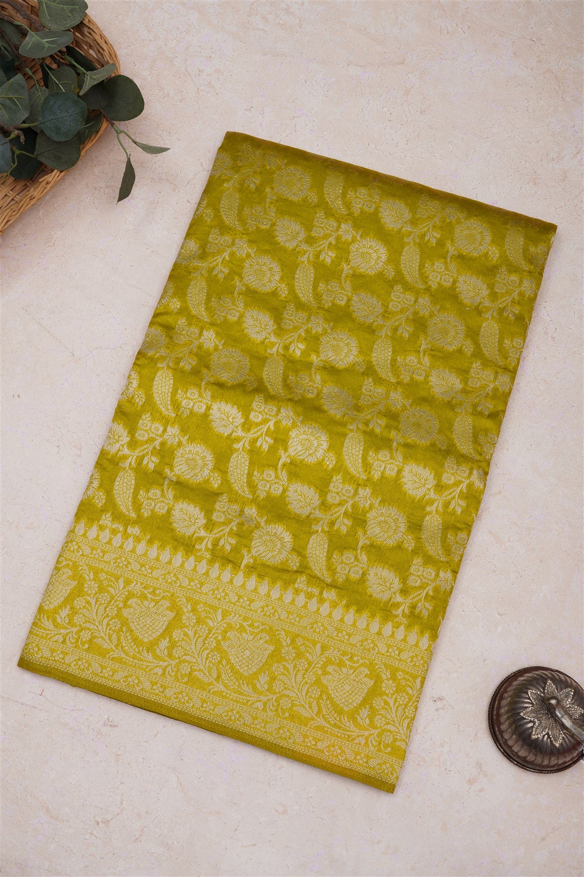 Banarasi Silk Lime Green Saree