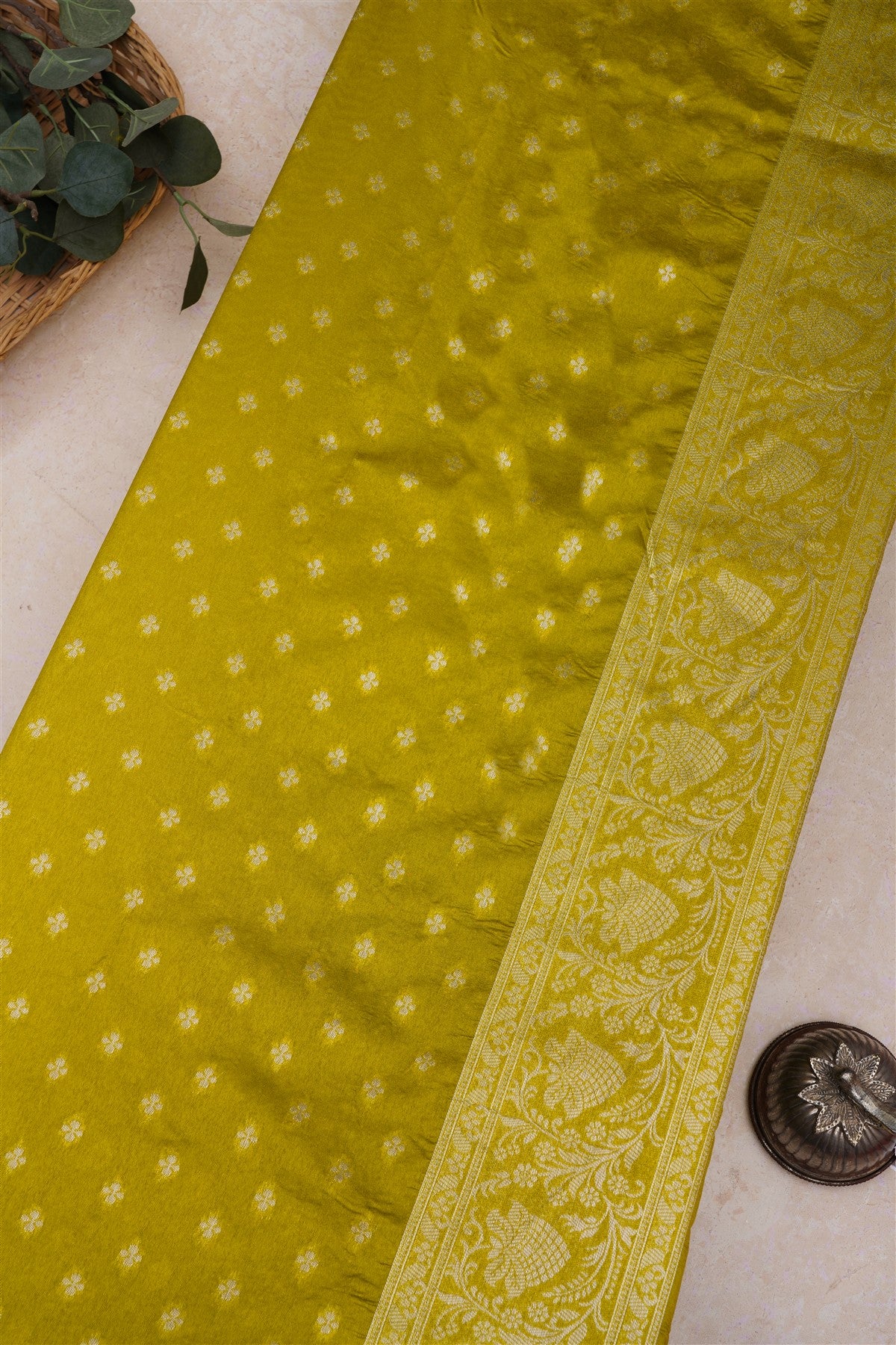 Banarasi Silk Lime Green Saree