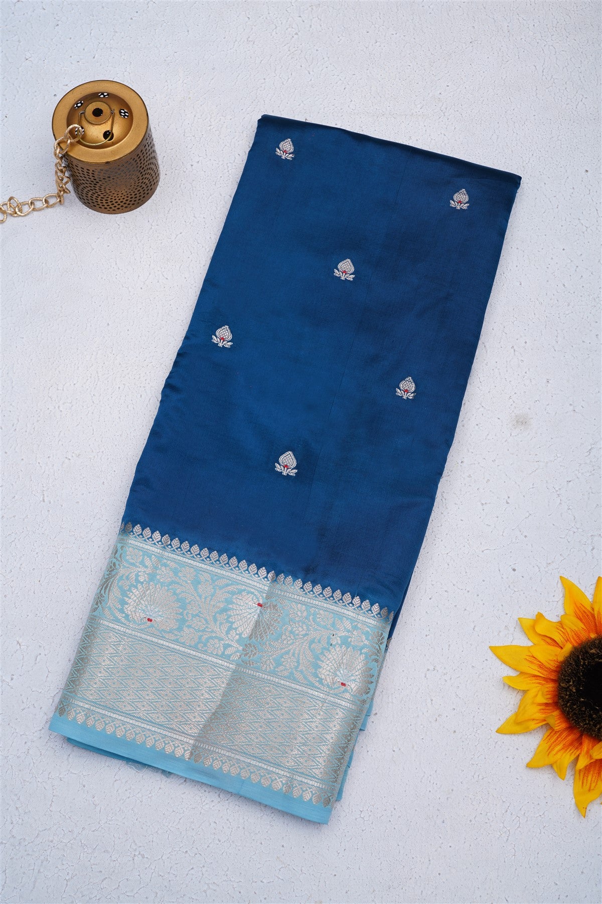 Banarasi Semi Chiniya Dark Blue Saree