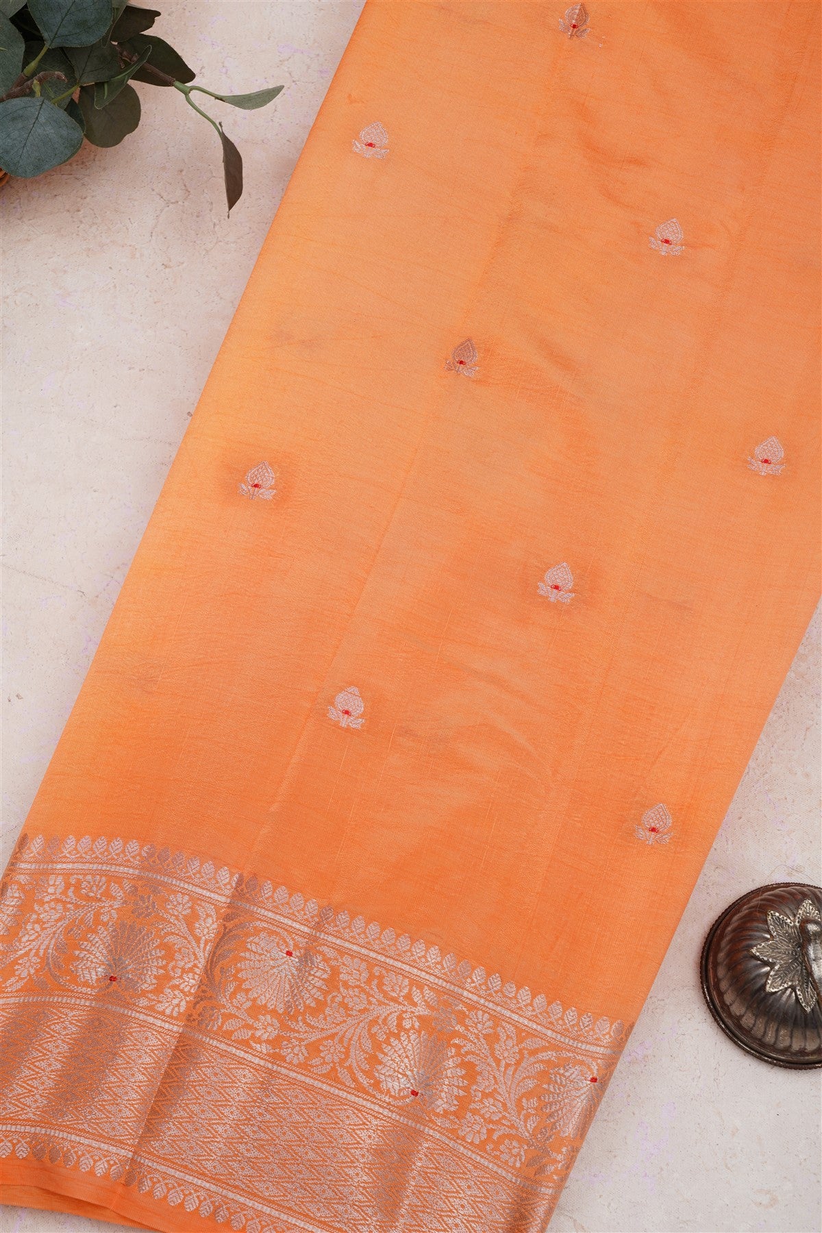 Banarasi Semi Chiniya Orange Saree