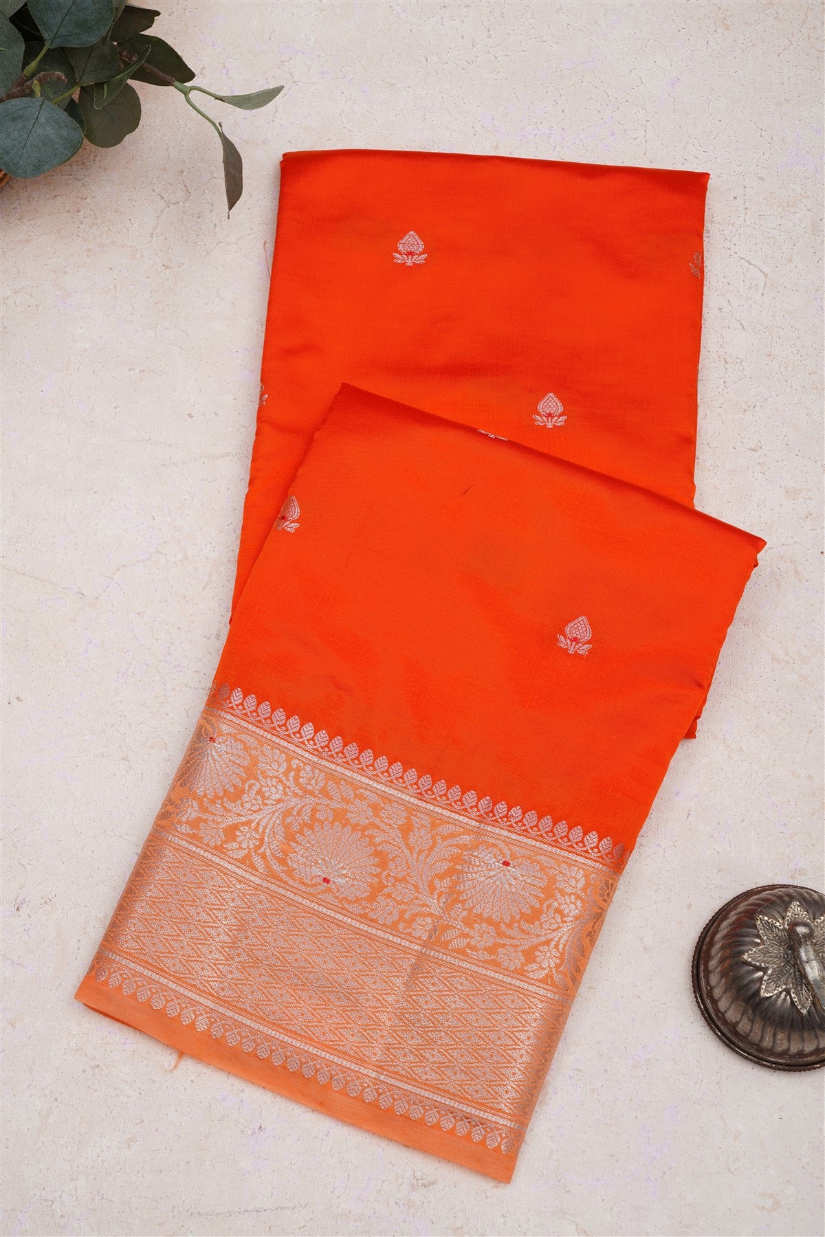 Banarasi Semi Chiniya Orange Saree