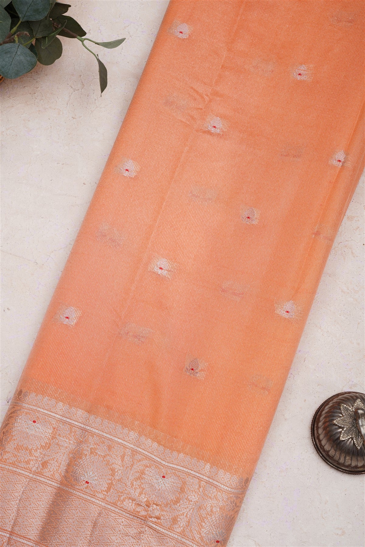 Banarasi Semi Chiniya Orange Saree