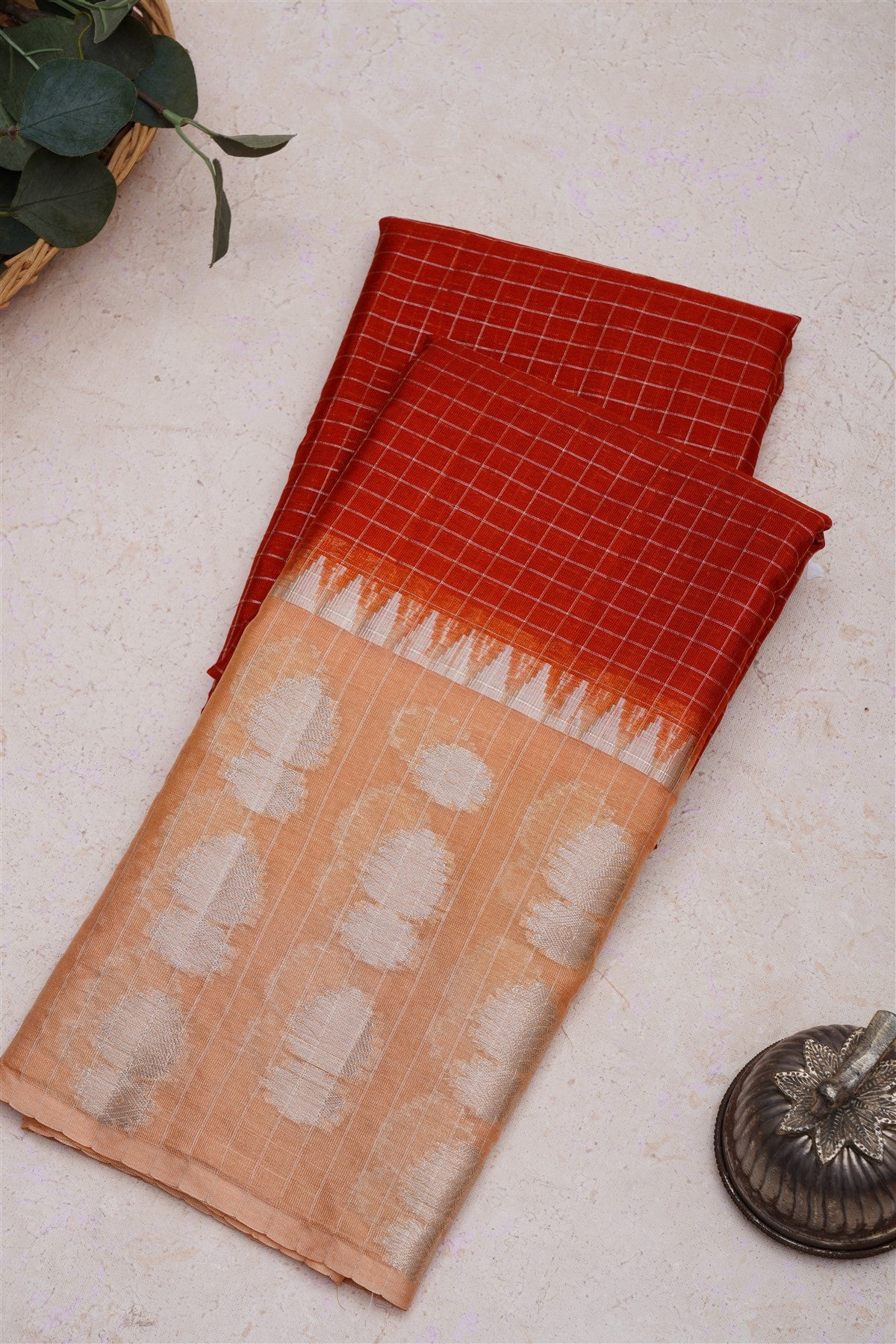 Banarasi Warm Silk Rust Saree