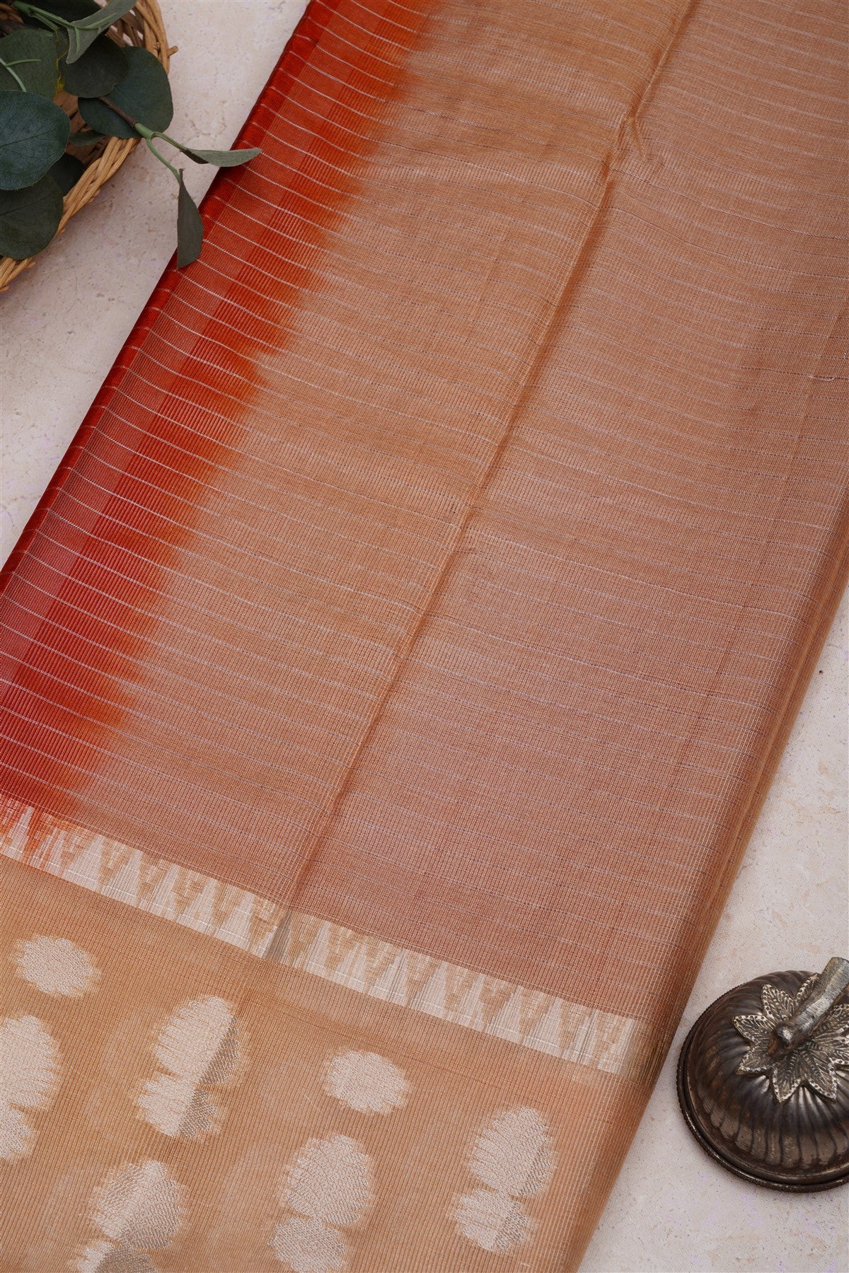 Banarasi Warm Silk Rust Saree