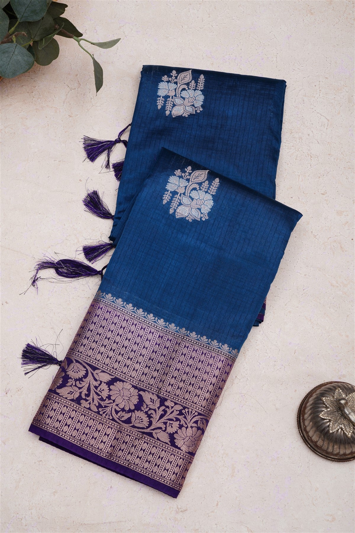 Banarasi Pashmina Dark Blue Saree