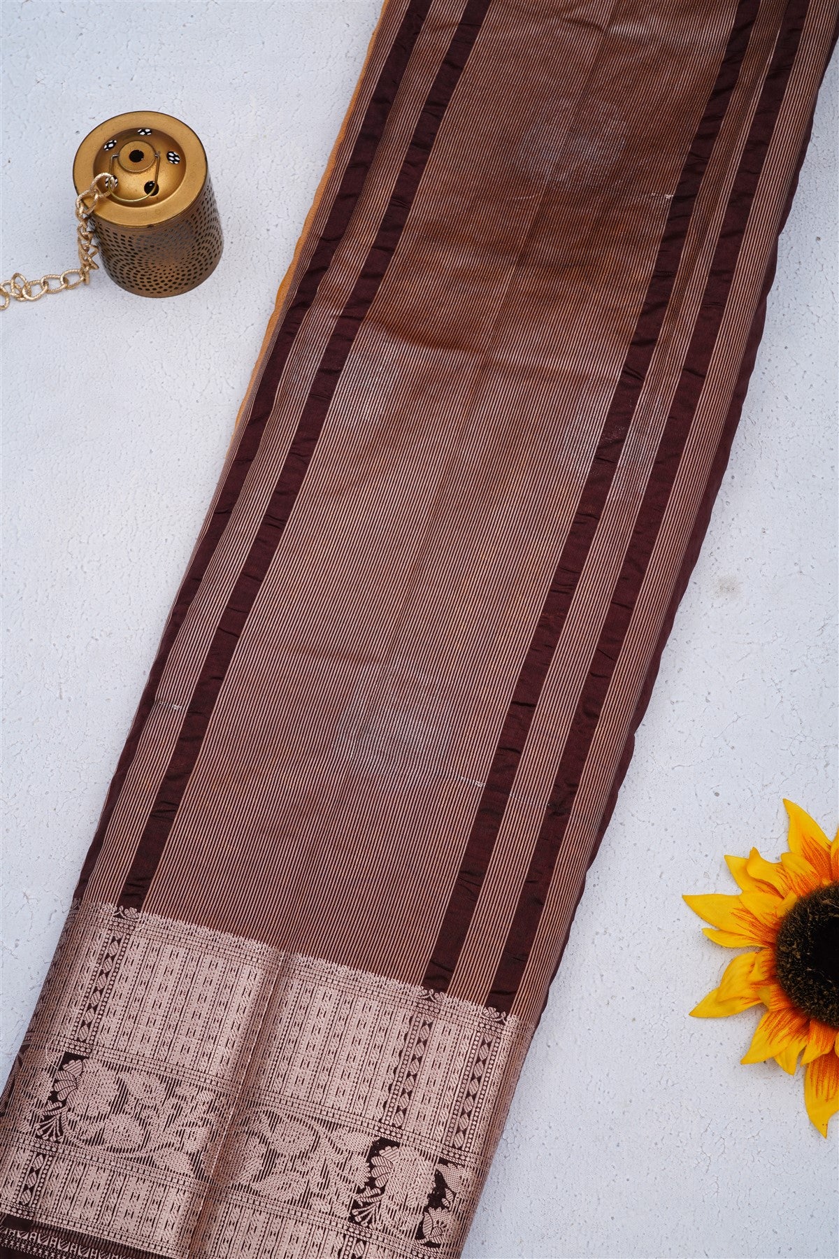 Banarasi Pashmina Mustard Saree