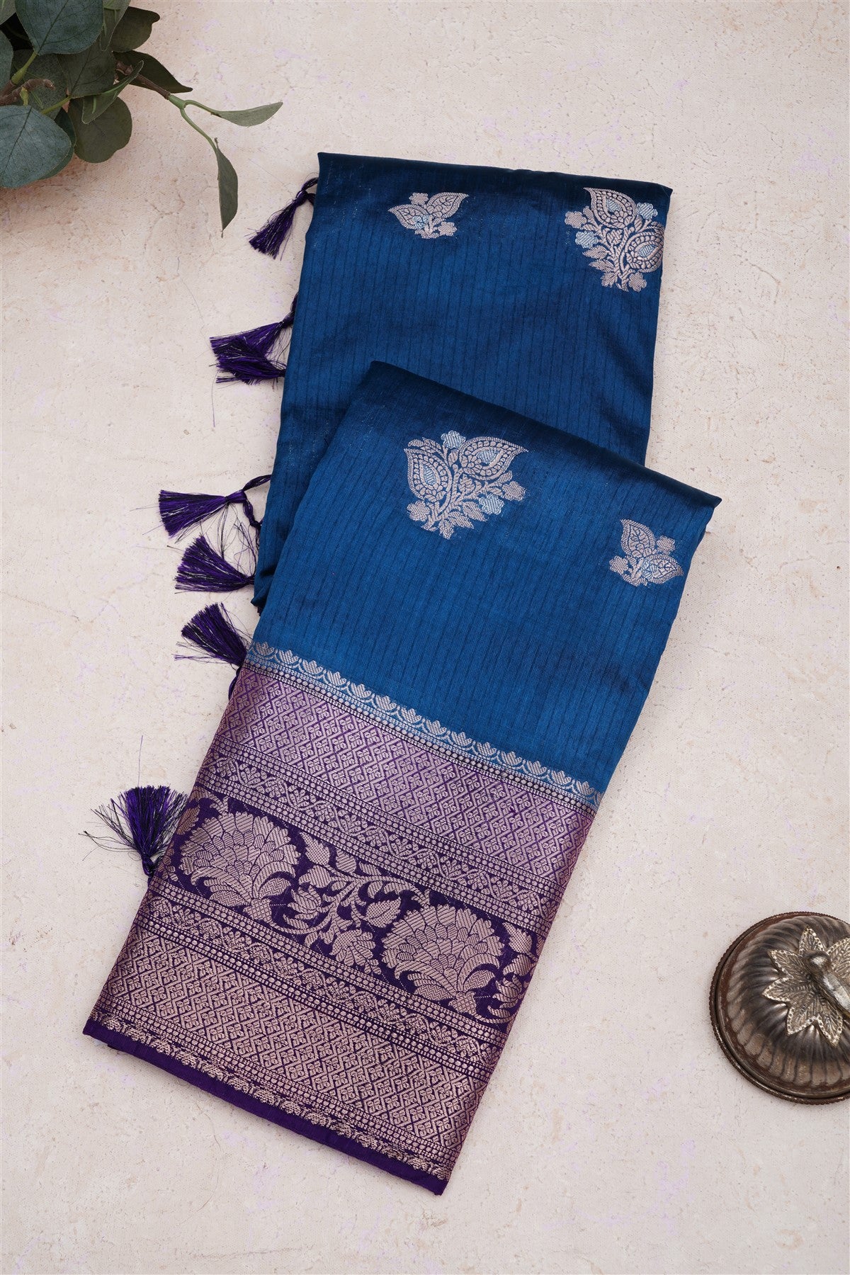 Banarasi Pashmina Dark Blue Saree