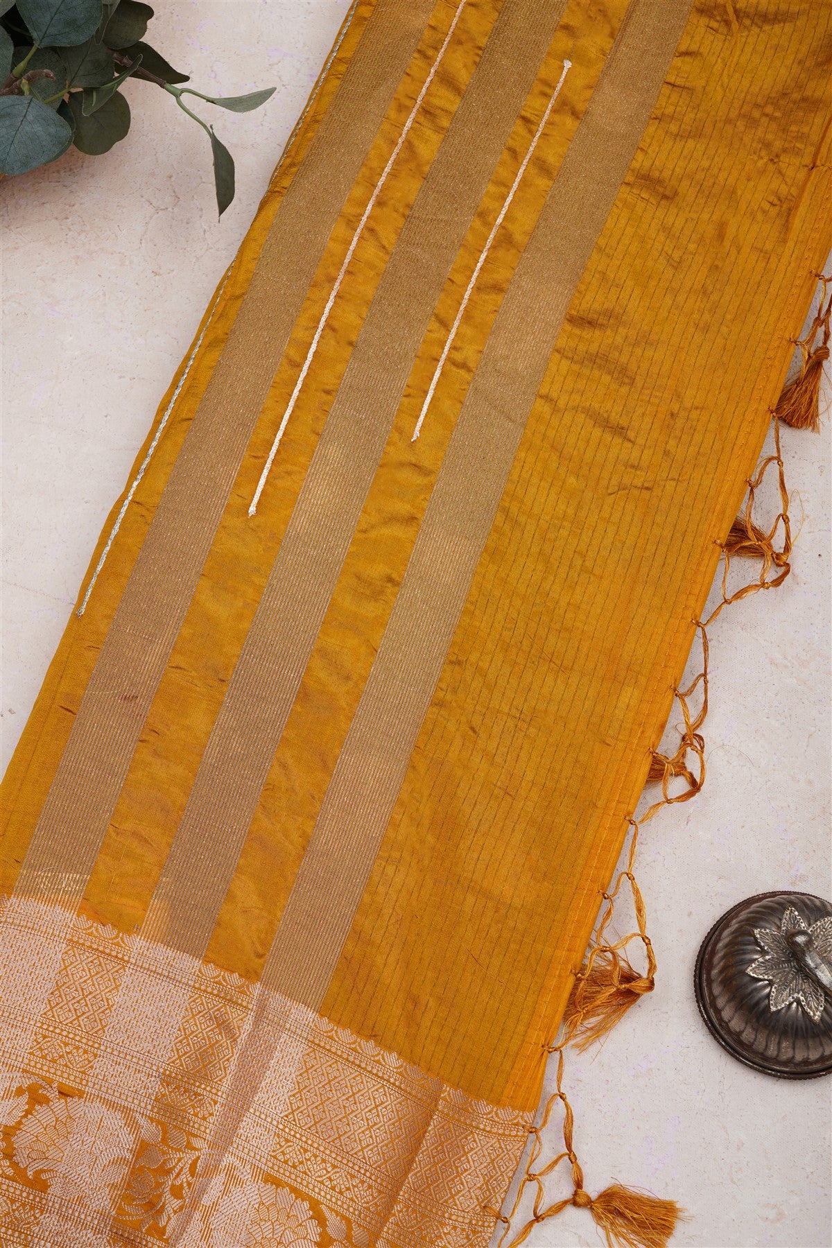 Banarasi Pashmina Dark Green Saree
