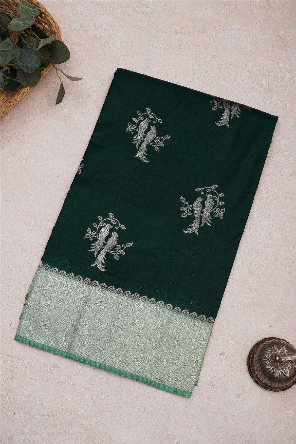 Banarasi Silk Dark Green Saree