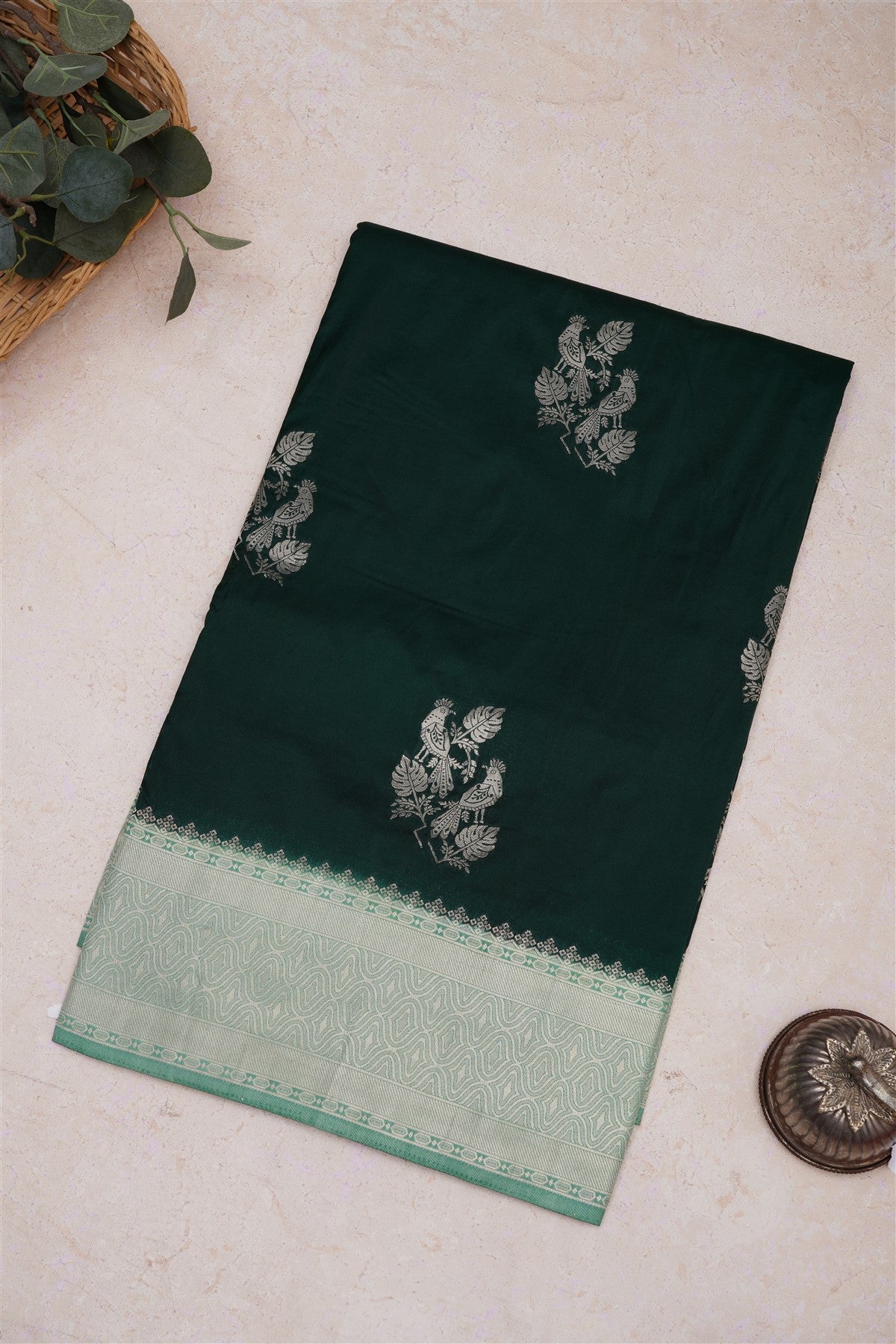Banarasi Silk Dark Green Saree