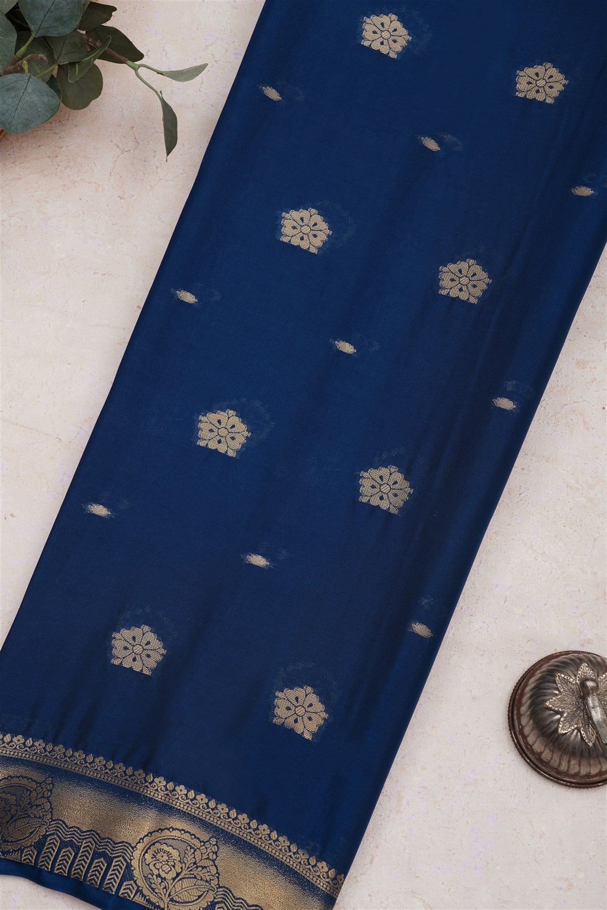 Mysore Crepe Silk Dark Blue Saree