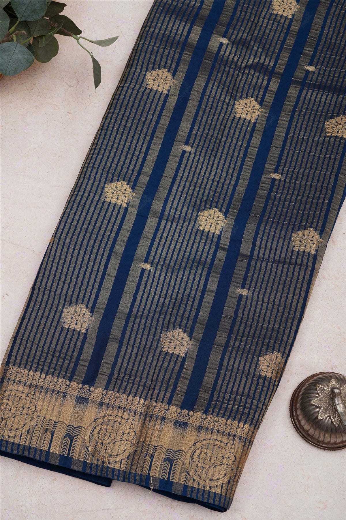 Mysore Crepe Silk Dark Blue Saree