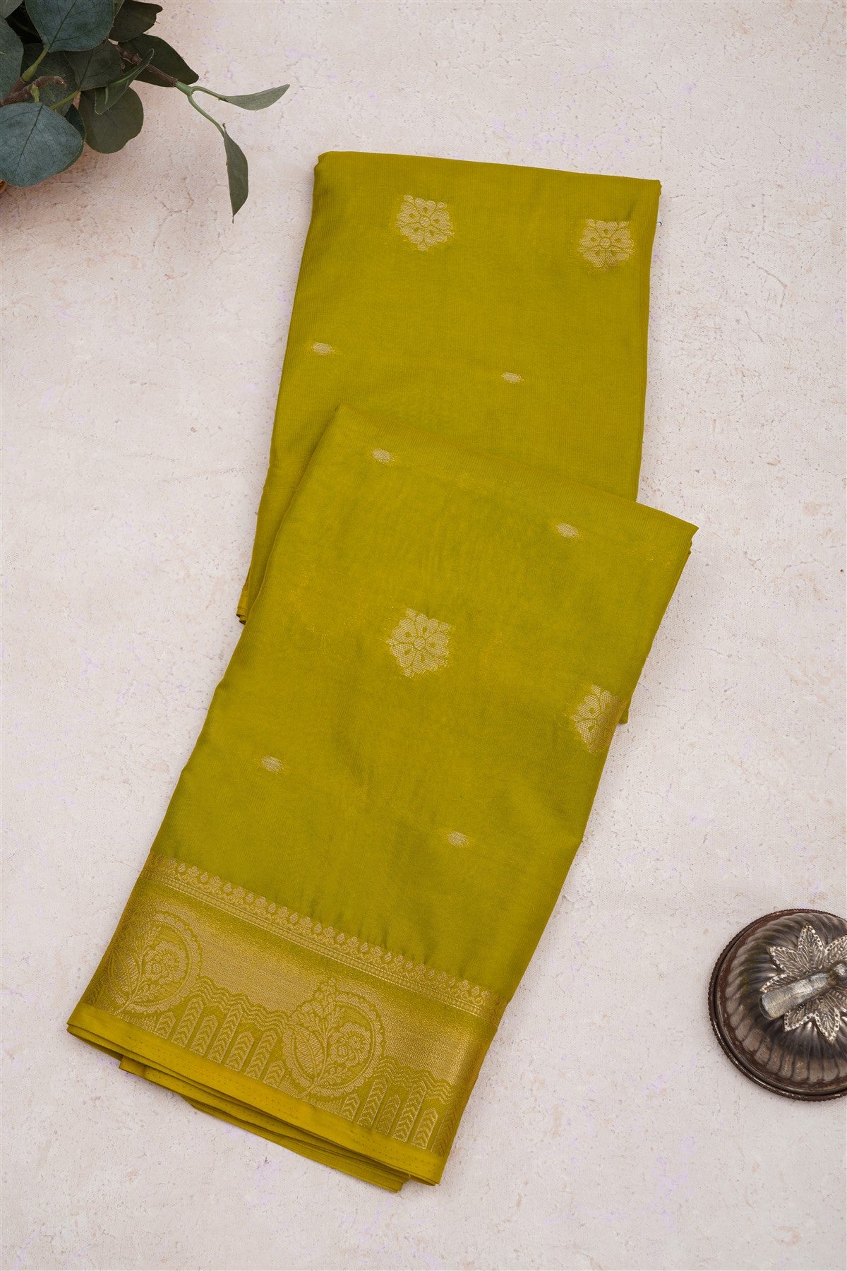 Mysore Crepe Silk Light Green Saree