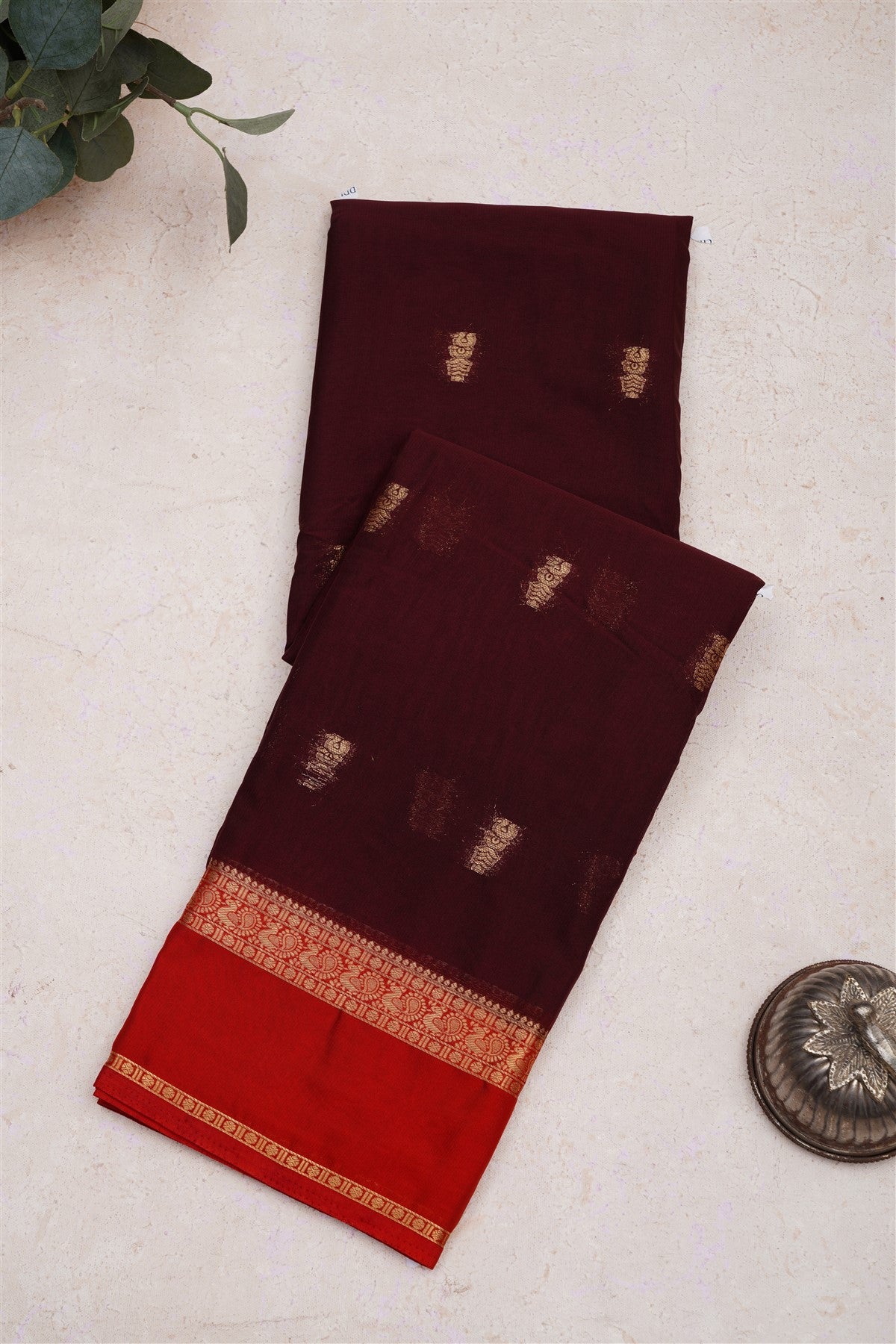 Mysore Crepe Silk Brown Saree
