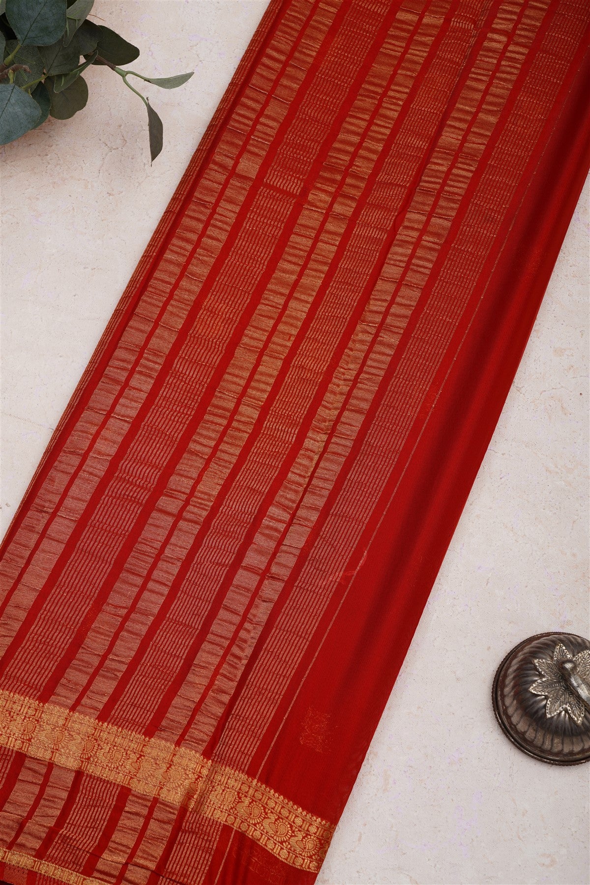 Mysore Crepe Silk Brown Saree