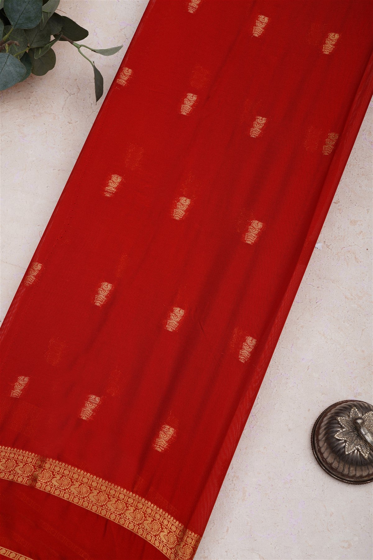 Mysore Crepe Silk Brown Saree