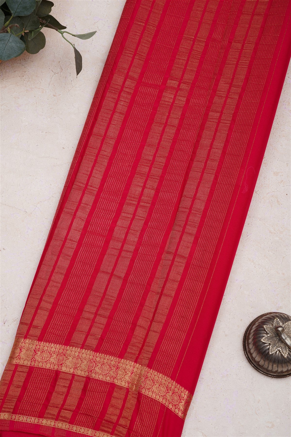 Mysore Crepe Silk Dark Green Saree