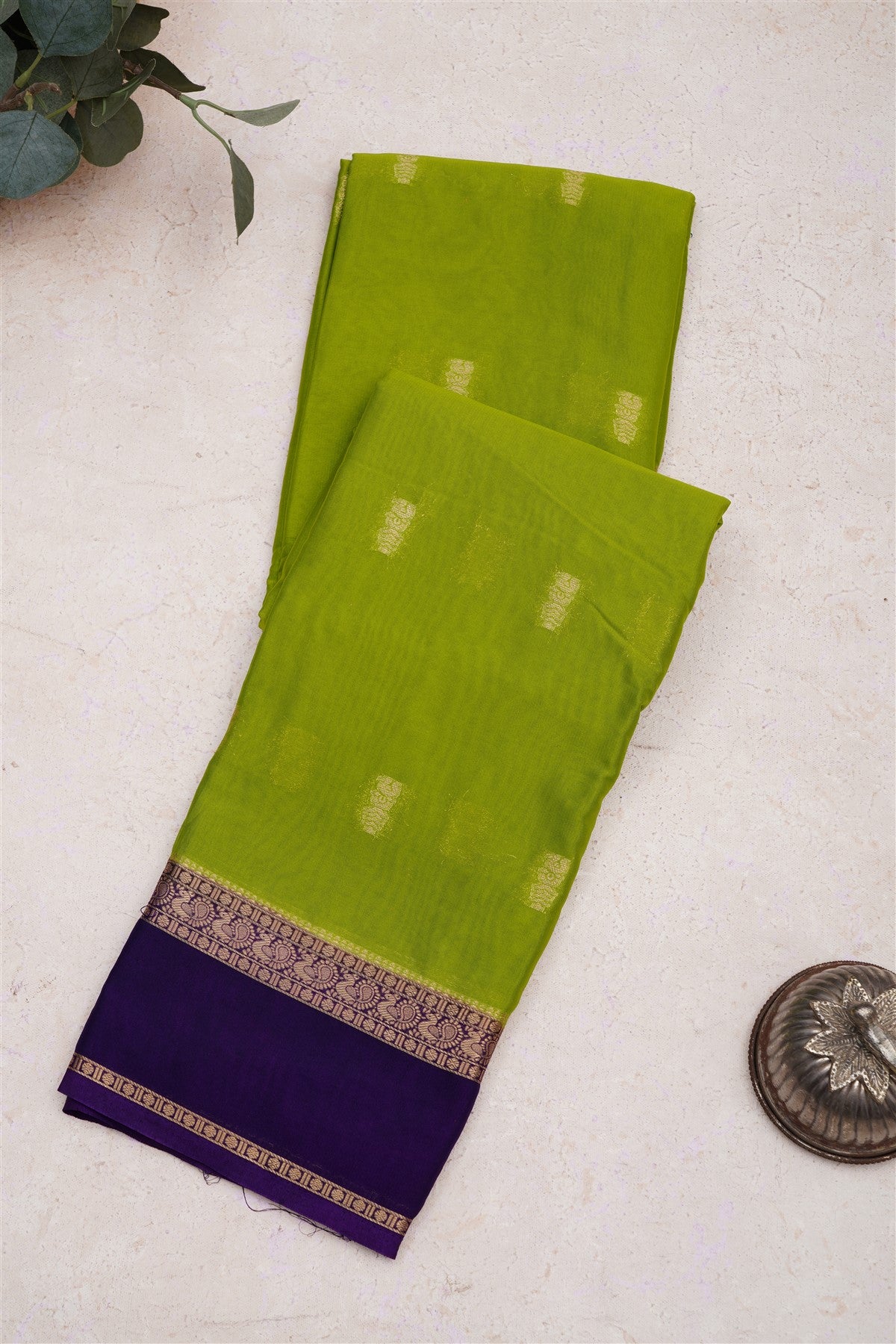 Mysore Crepe Silk Light Green Saree