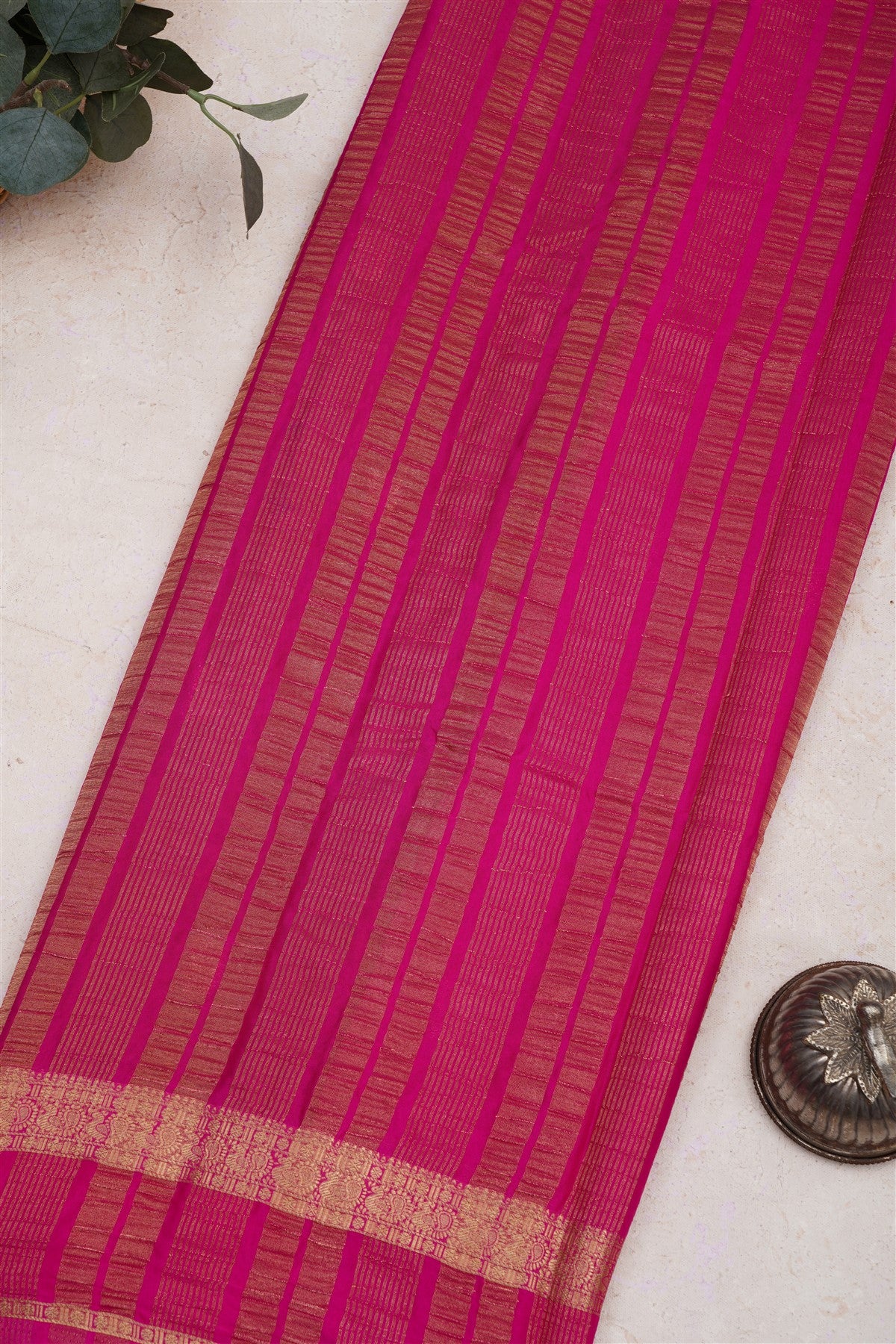 Mysore Crepe Silk Light Olive Green Saree