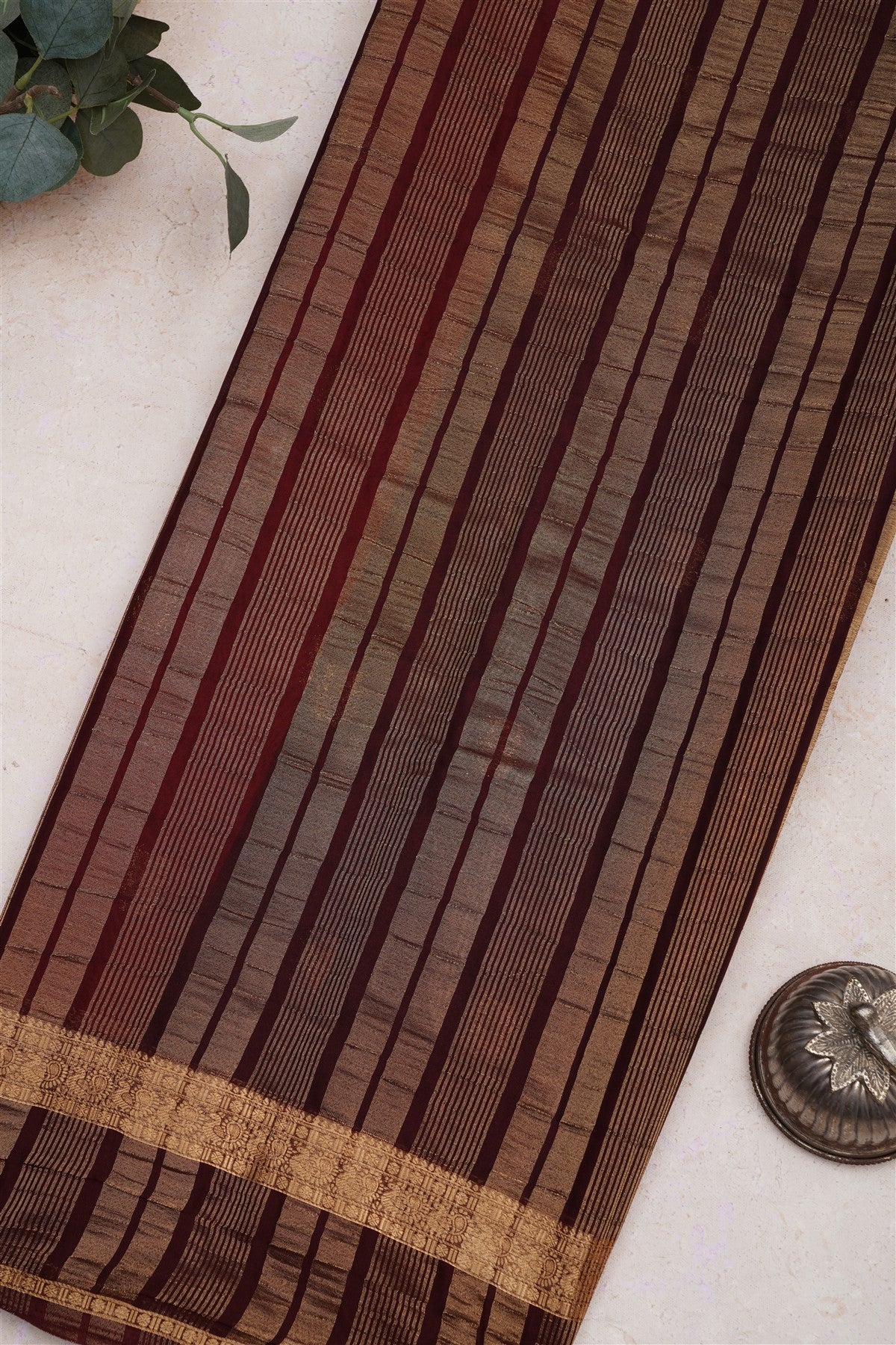 Mysore Crepe Silk Rust Saree