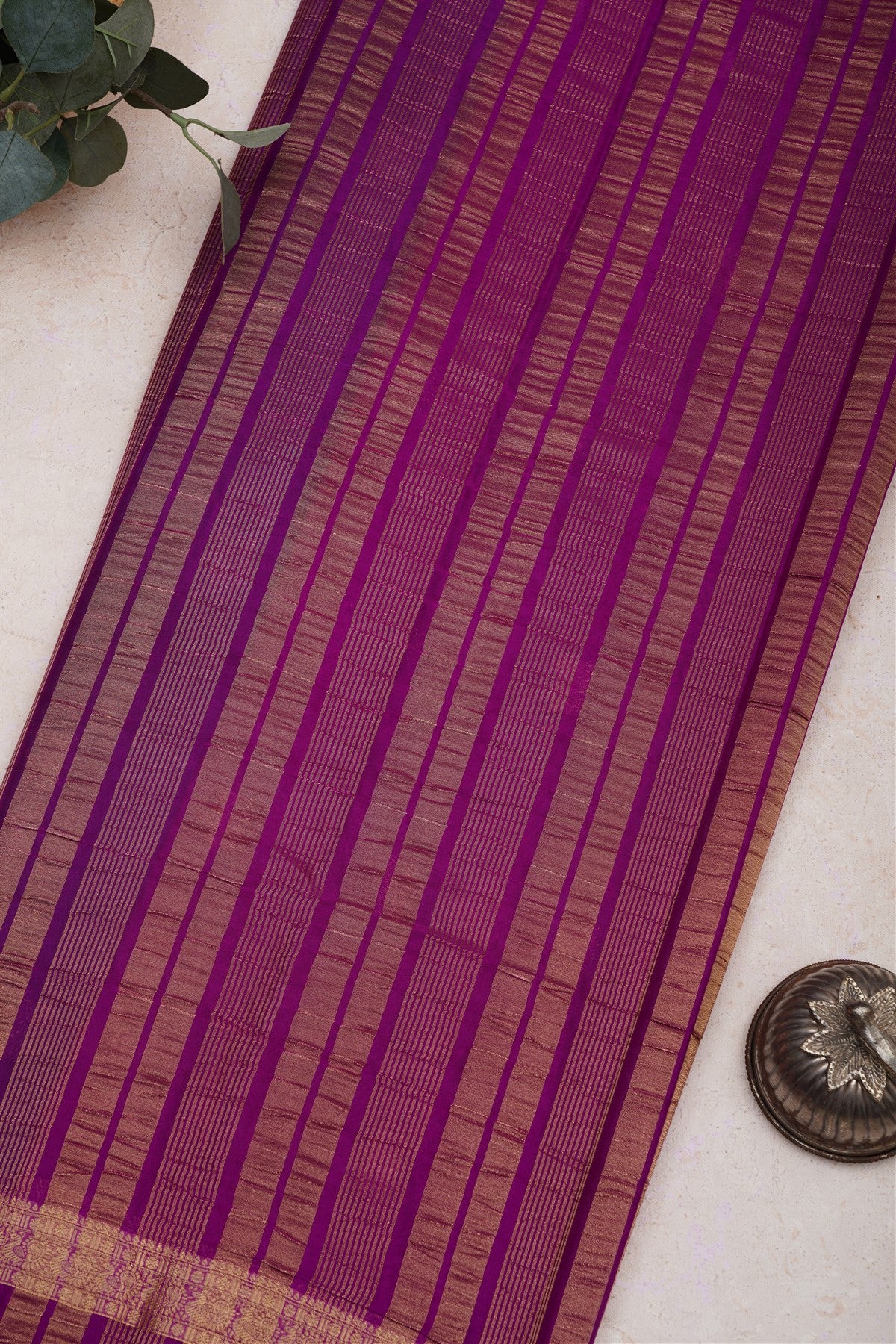 Mysore Crepe Silk Teal Saree
