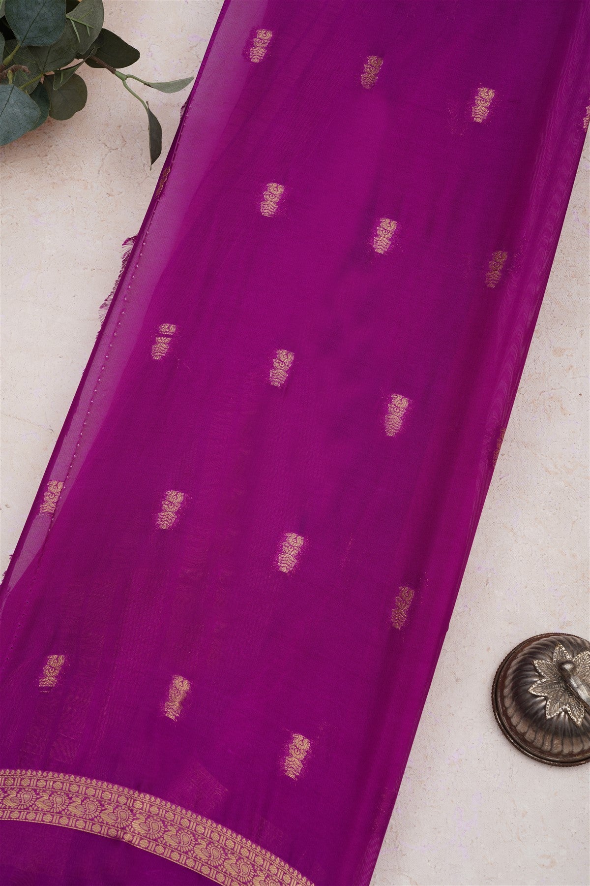 Mysore Crepe Silk Teal Saree