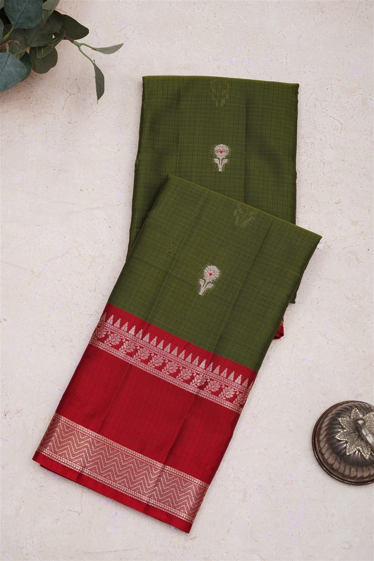Banarasi Chanderi Silk Mehendi Green Saree