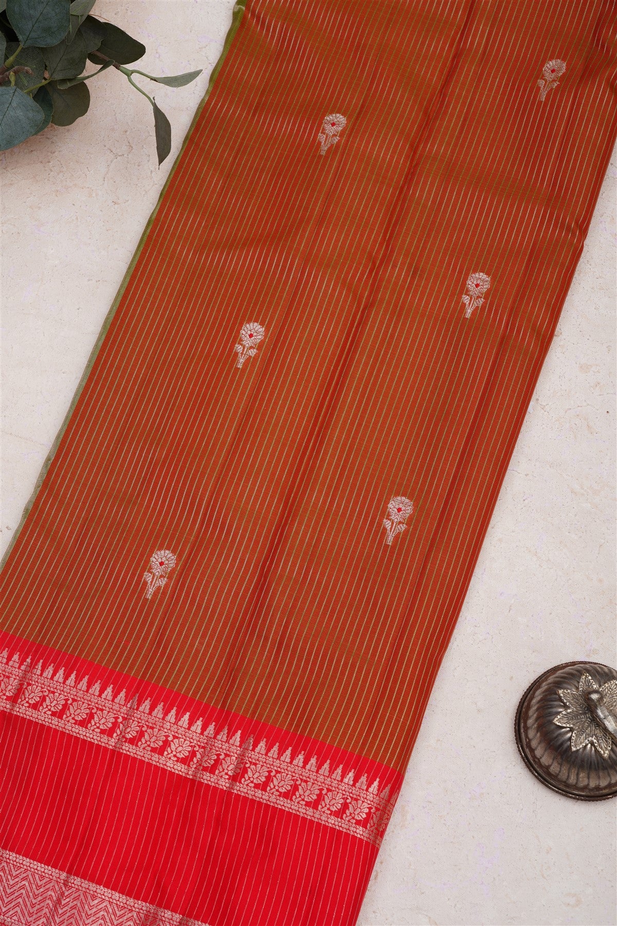 Banarasi Chanderi Silk Mehendi Green Saree