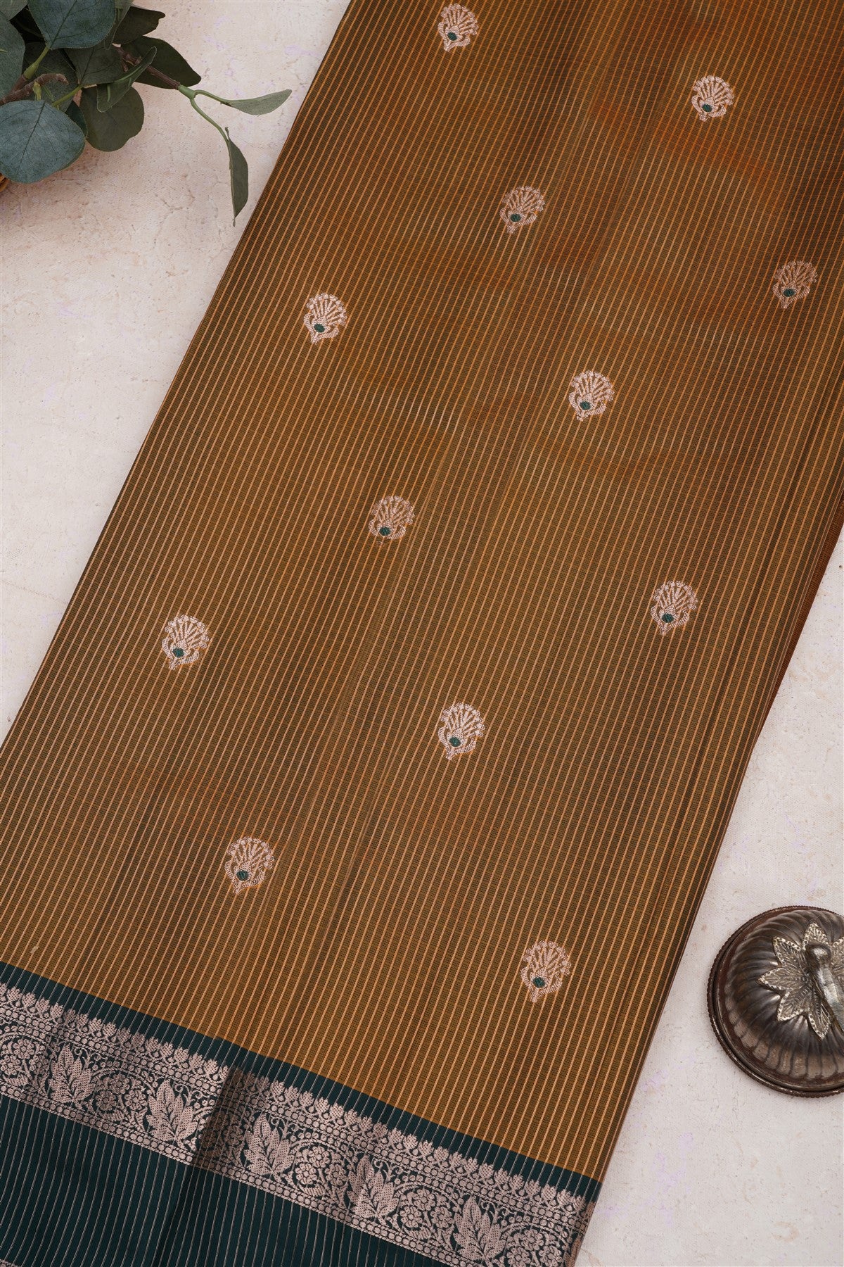 Banarasi Chanderi Silk Khaki Saree