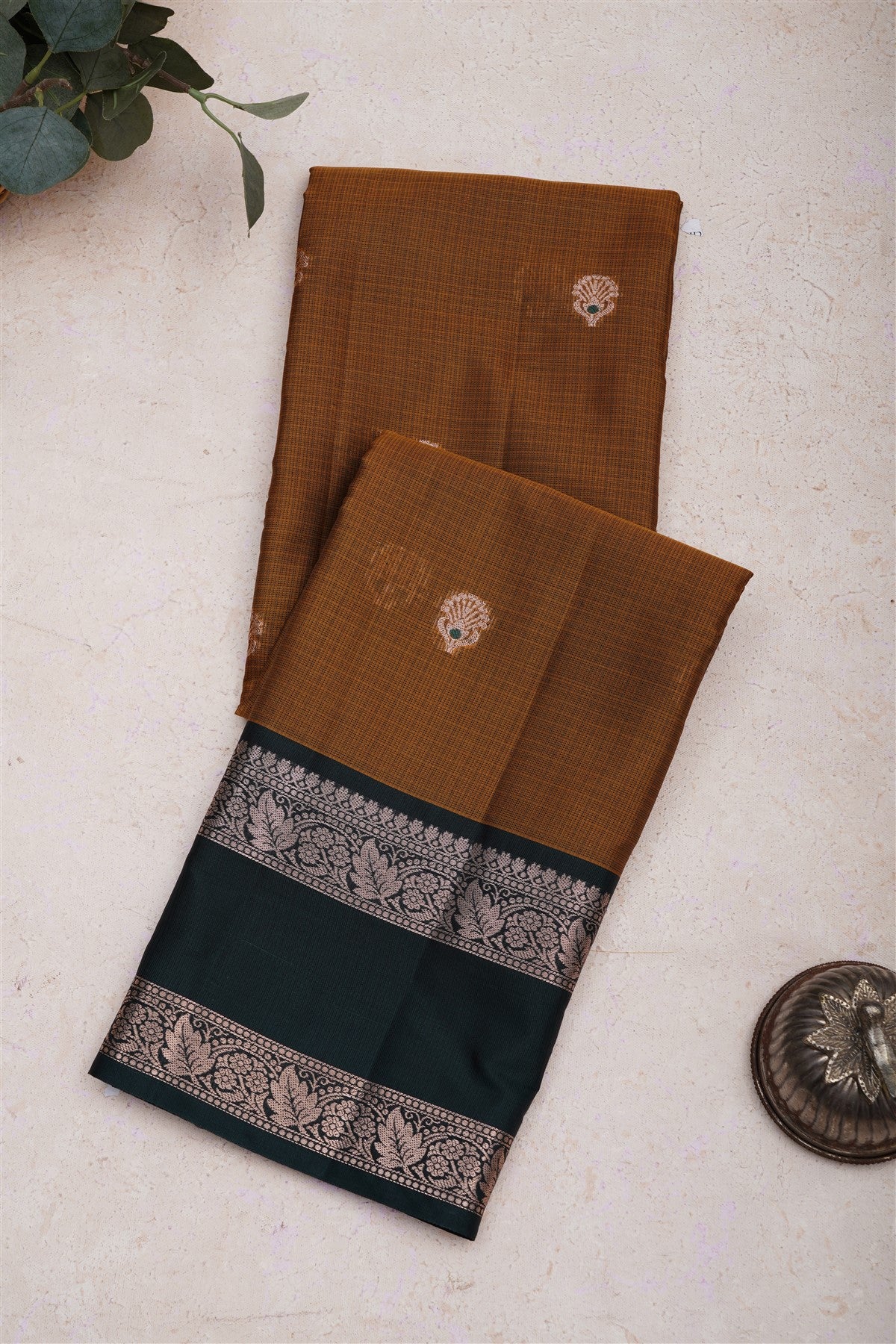 Banarasi Chanderi Silk Khaki Saree