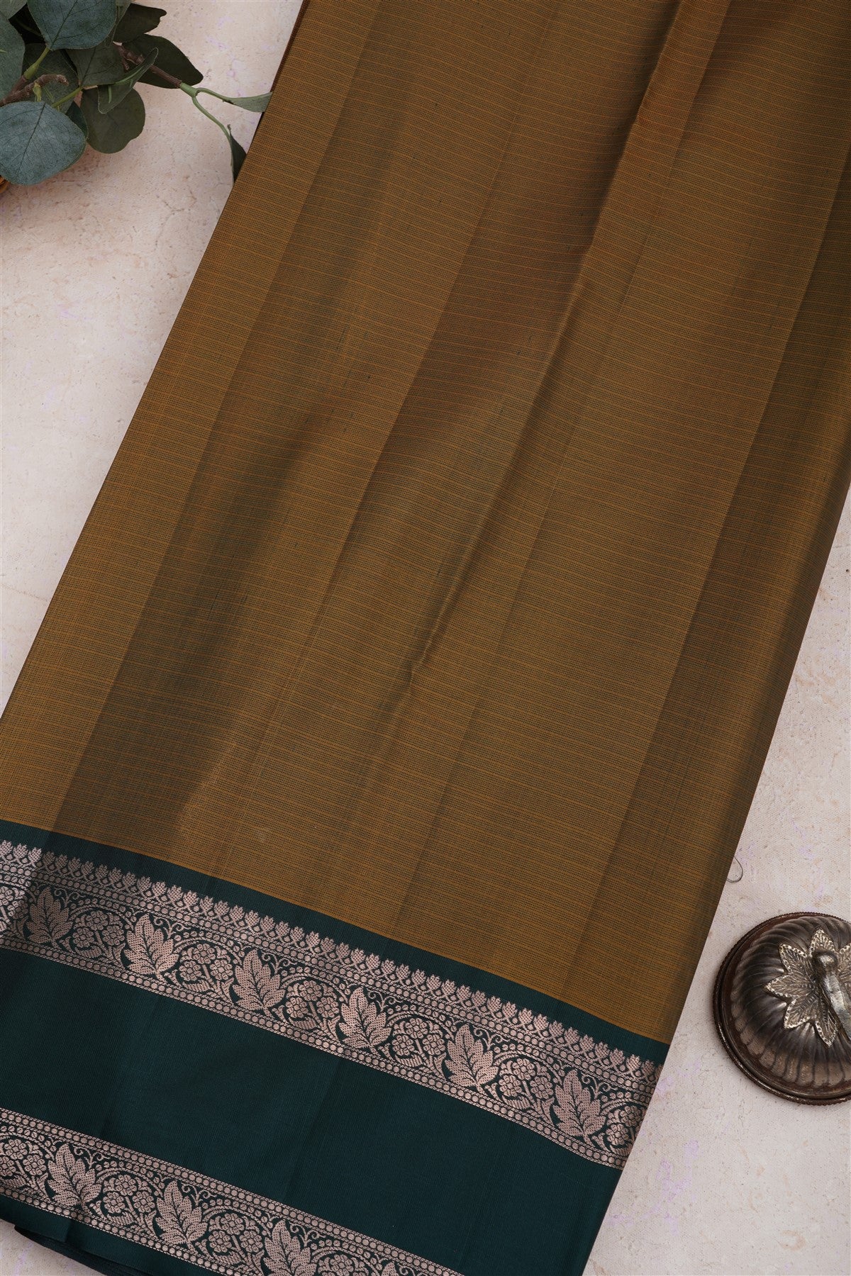Banarasi Chanderi Silk Khaki Saree