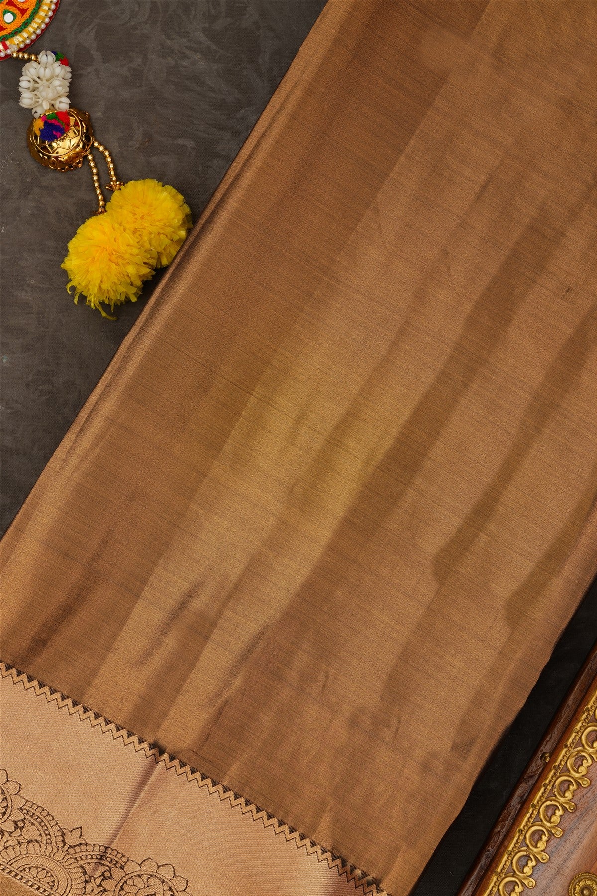 Semi Kanchipuram Tissue Silk Dark Green Saree